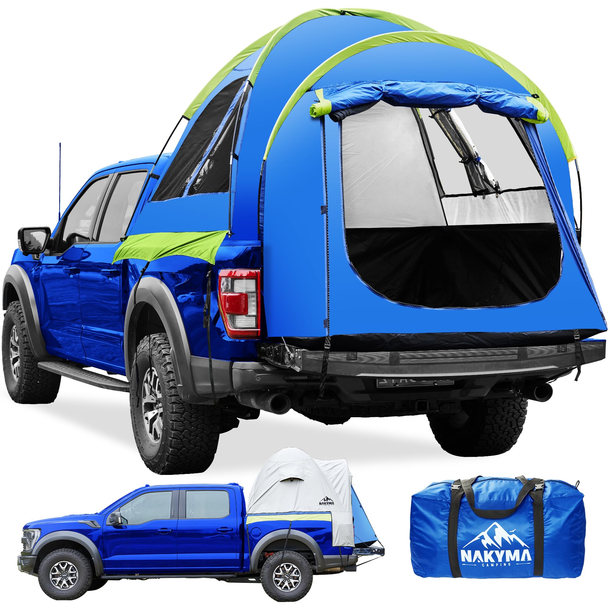 Nakyma Waterproof Truck Bed Tent - Double Layer PU3000mm & UPF50+ for 2 Person - Portable Pickup Truck Tent for Camping, Hiking & Outdoor Adventures