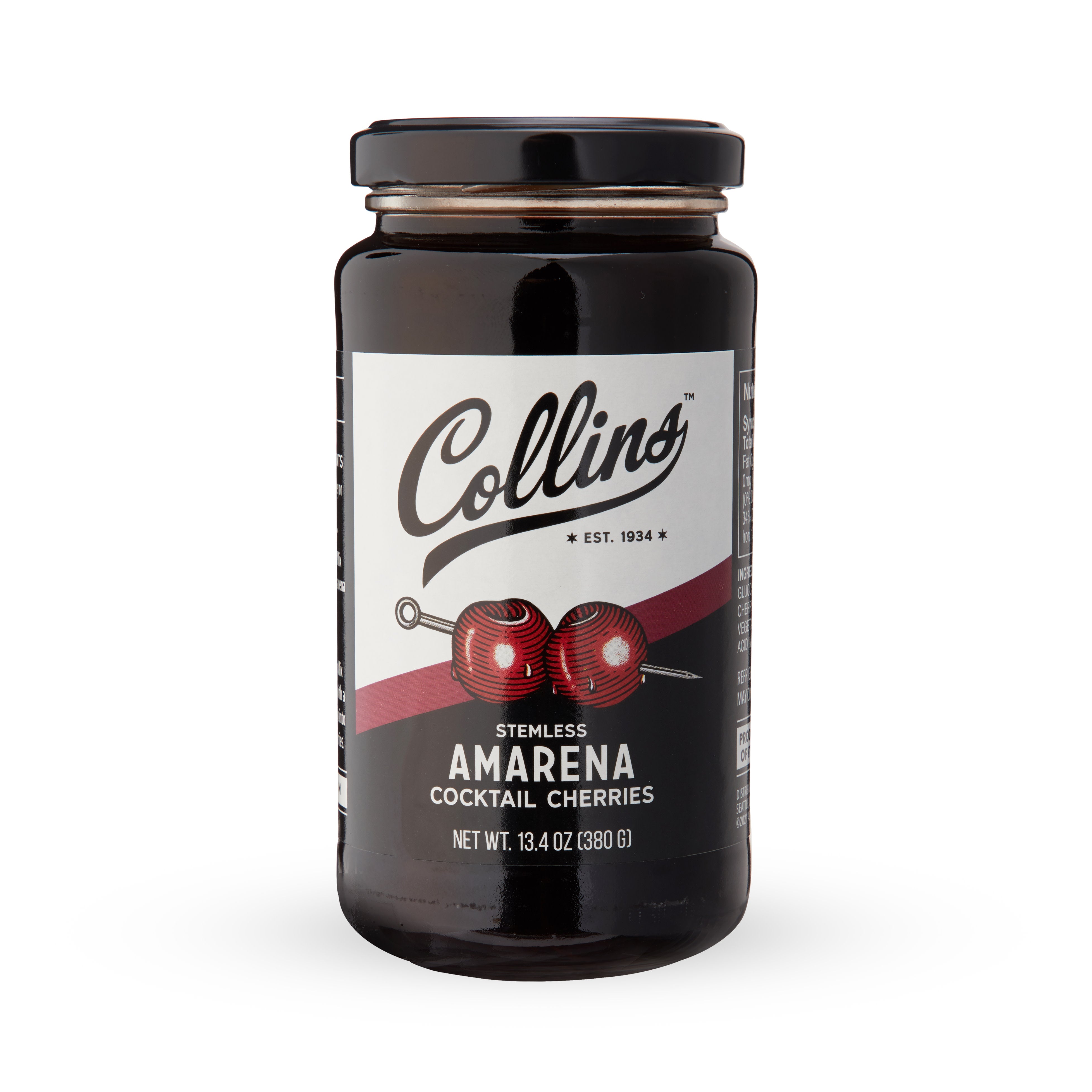 Premium Stemless Amarena Cherries 13.4 oz Jar - Sweet Italian Cocktail Cherries for Desserts, Drinks & Gourmet Recipes