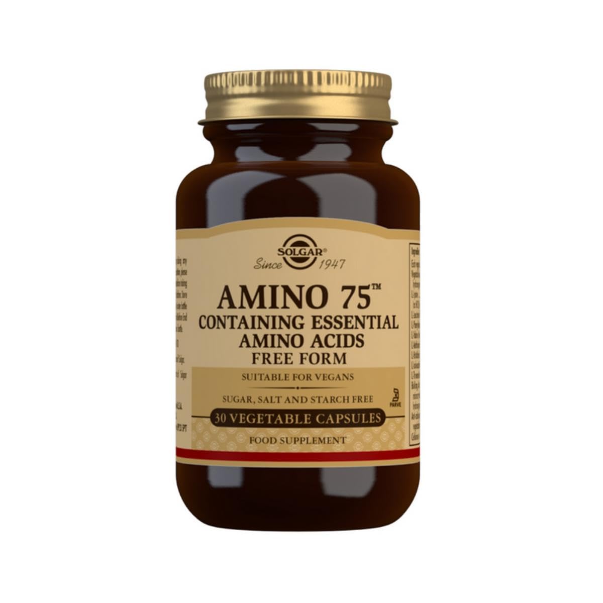 Solgar Amino 75 Essential Amino Acids Supplement - 30 Vegetable Capsules | Supports Muscle Recovery & Energy for Athletes & Fitness Enthusiasts