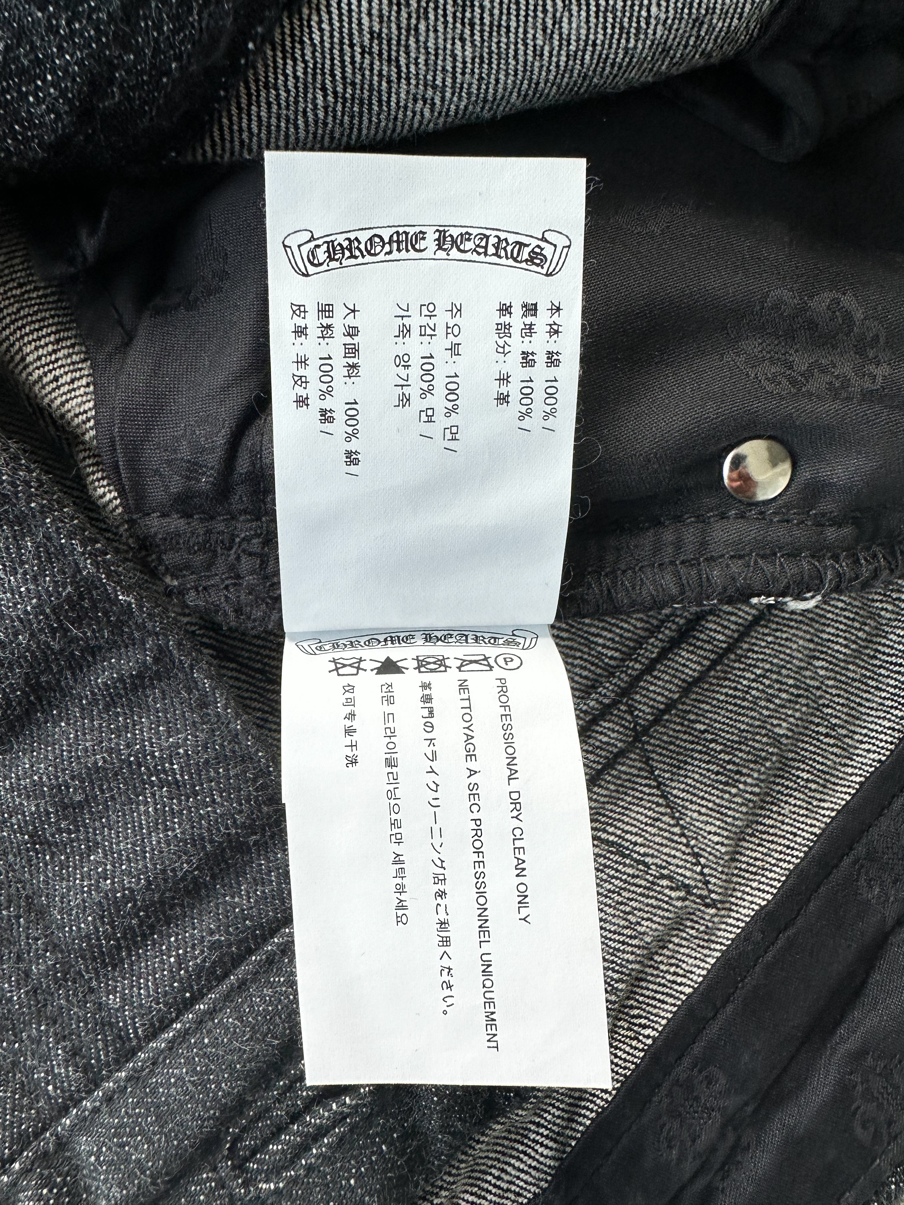 Chrome Hearts Grey & Black Star Patch Fleur Knee Jeans - Vintage Distressed Denim for Men & Women | Perfect for Streetwear & Casual Outfits