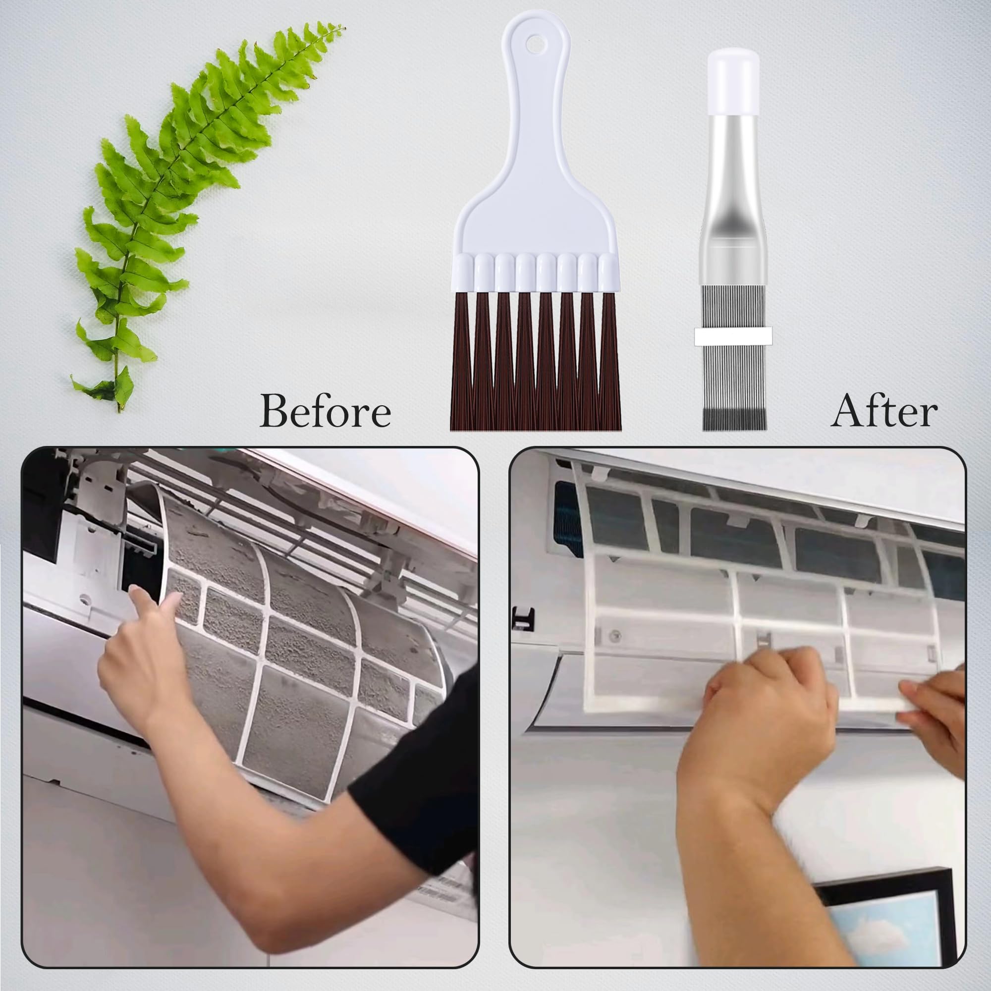 2 Pack Air Conditioner Fin Comb & HVAC Coil Straightener Tool - AC Radiator Cleaning Brush Kit for Condenser & Evaporator Coils | Perfect for HVAC Maintenance, Home AC Repair & DIY Cooling System Care
