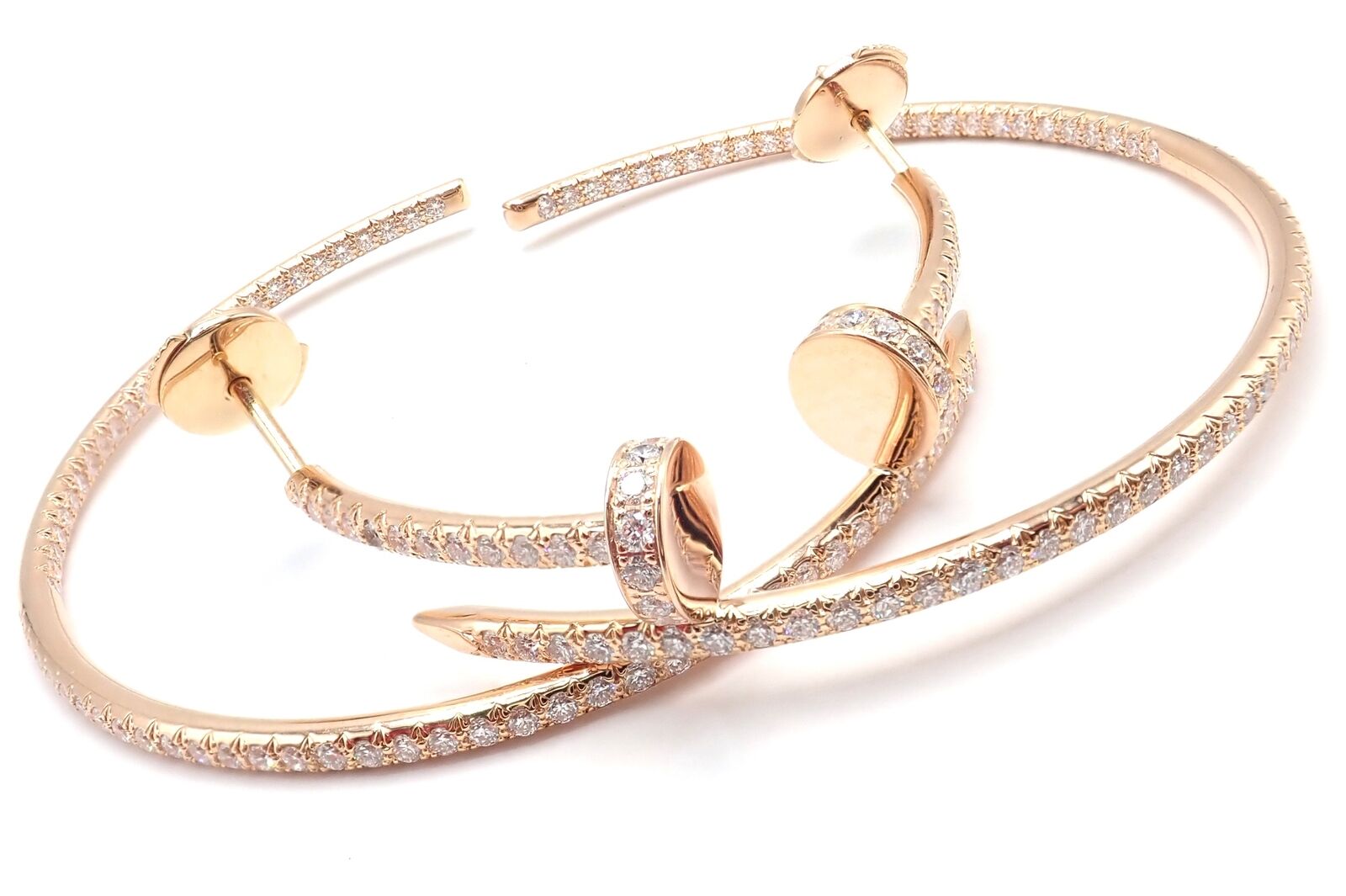 Authentic Cartier Juste un Clou 18k Rose Gold Diamond Hoop Earrings - Luxury Jewelry for Women, Perfect for Weddings, Parties & Special Occasions