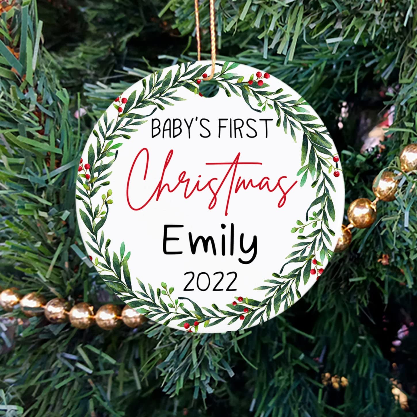 Personalized Baby's First Christmas Ornament - Custom Name & Year Keepsake Gift for Baby Boy or Girl - Perfect for Holiday Decor, Tree Topper, or Nursery Wall Hanging