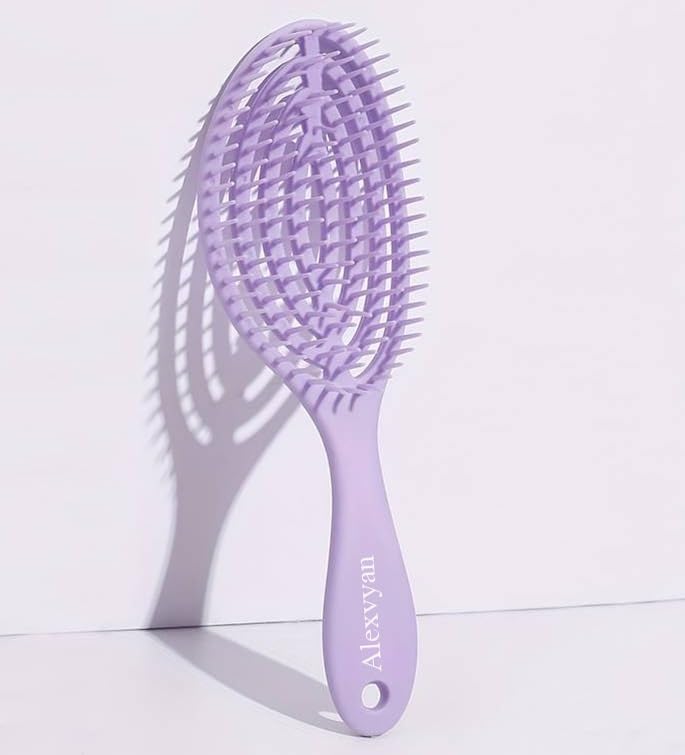 Alexvyan Purple Scalp Massage Comb - Detangling Hair Brush for Wet & Curly Hair - Salon Styling Tool for Women, Men & Kids - Perfect for Home Hair Care & Professional Salon Use