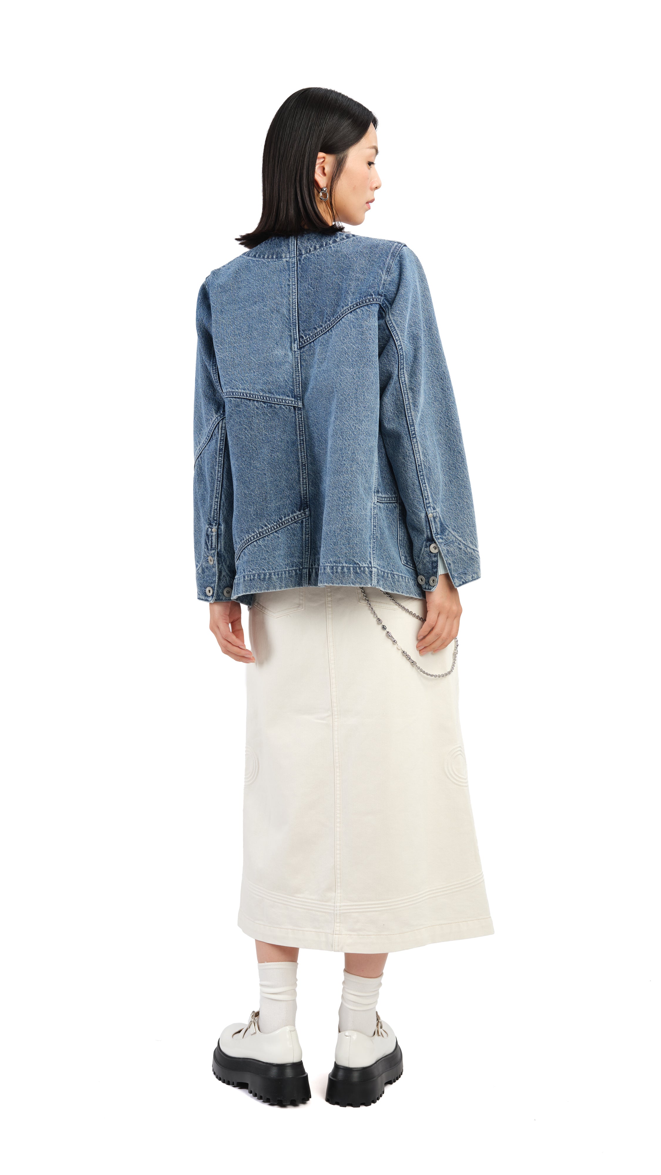 Vintage Rebuilt Collarless Denim Jacket for Women & Men - Distressed Denim Trucker Jacket with Raw Hem - Perfect for Streetwear, Layering & Casual Outfits