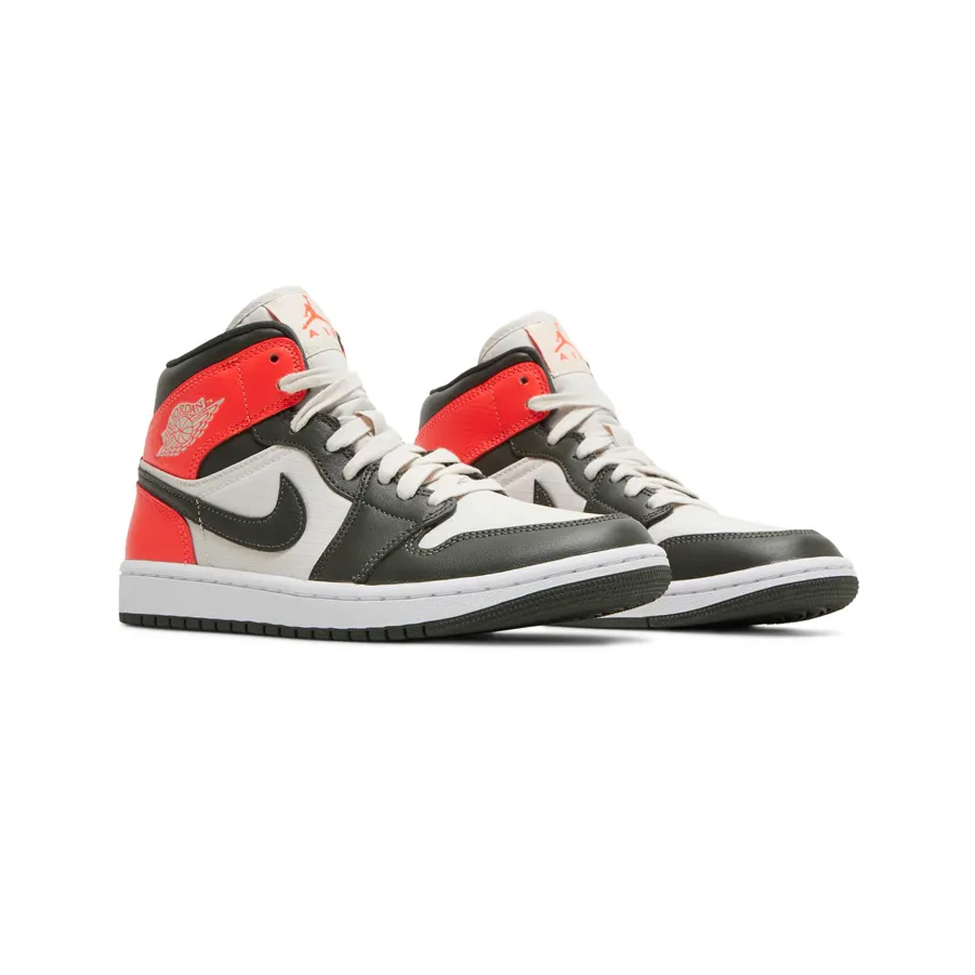 Air Jordan 1 Mid 'Newsprint Light Orewood Brown' Women's Basketball Shoes (2022) - Retro Style Sneakers for Casual Wear, Street Fashion & Gym Workouts