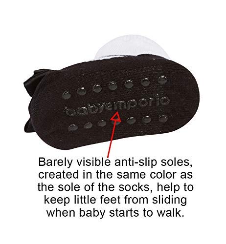 Baby Girls' Anti-Slip Mary Jane Socks - Cotton Shoes Look for Toddlers - Playtime & Nursery