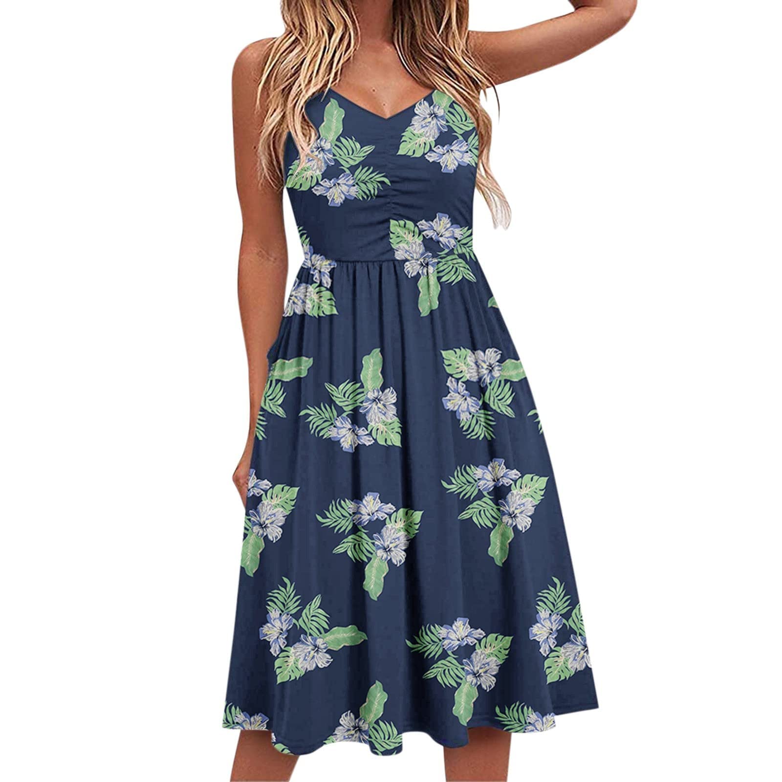 **Levmjia Women's Summer Dresses 2022 - Sleeveless V-Neck Floral Print Casual Beach Dress for Seaside, Vacation & Outdoor Activities**