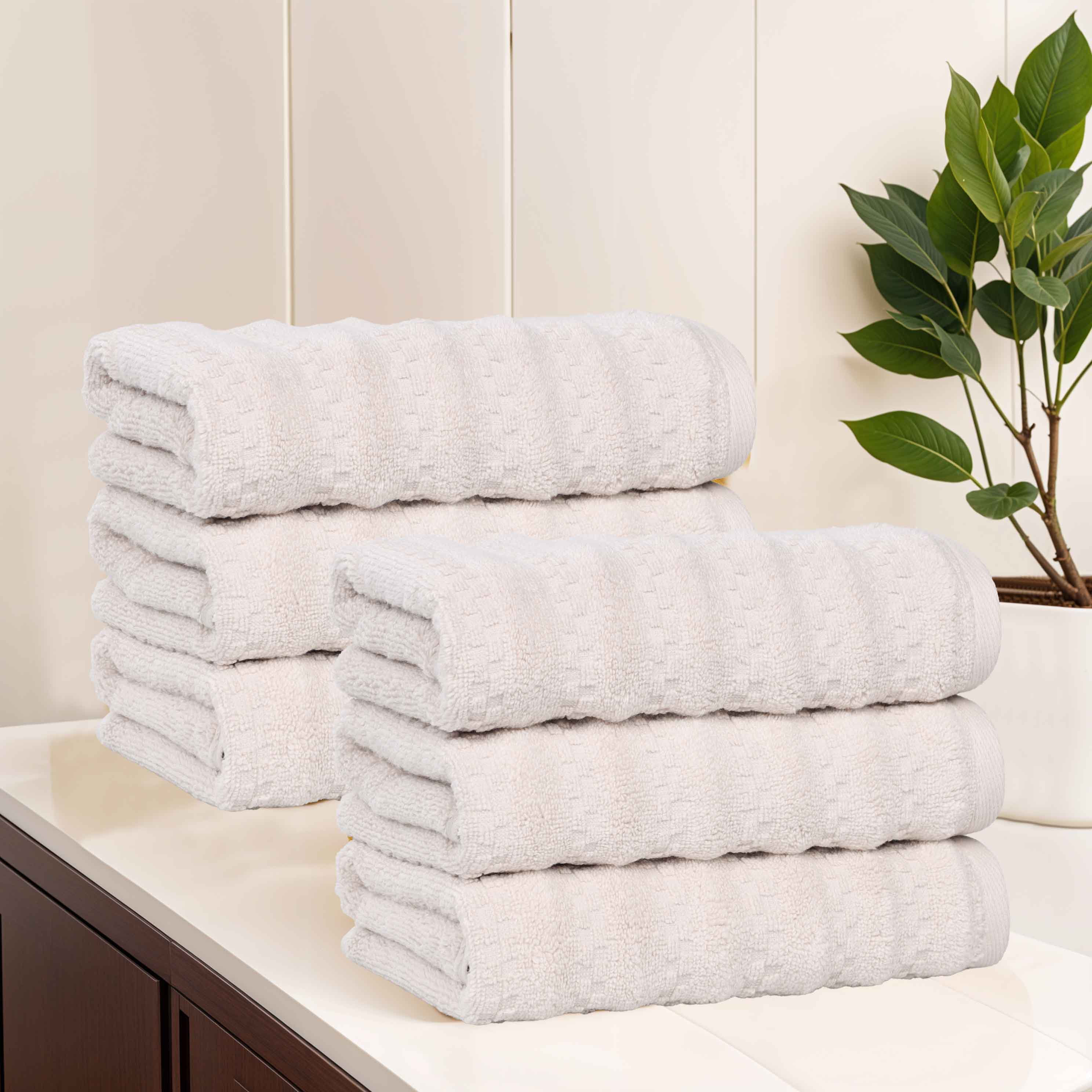 Premium 6-Pack Zuma Zero Twist Cotton Medium Weight Absorbent Hand Towels - Soft & Quick-Drying for Kitchen, Bathroom & Gym Use