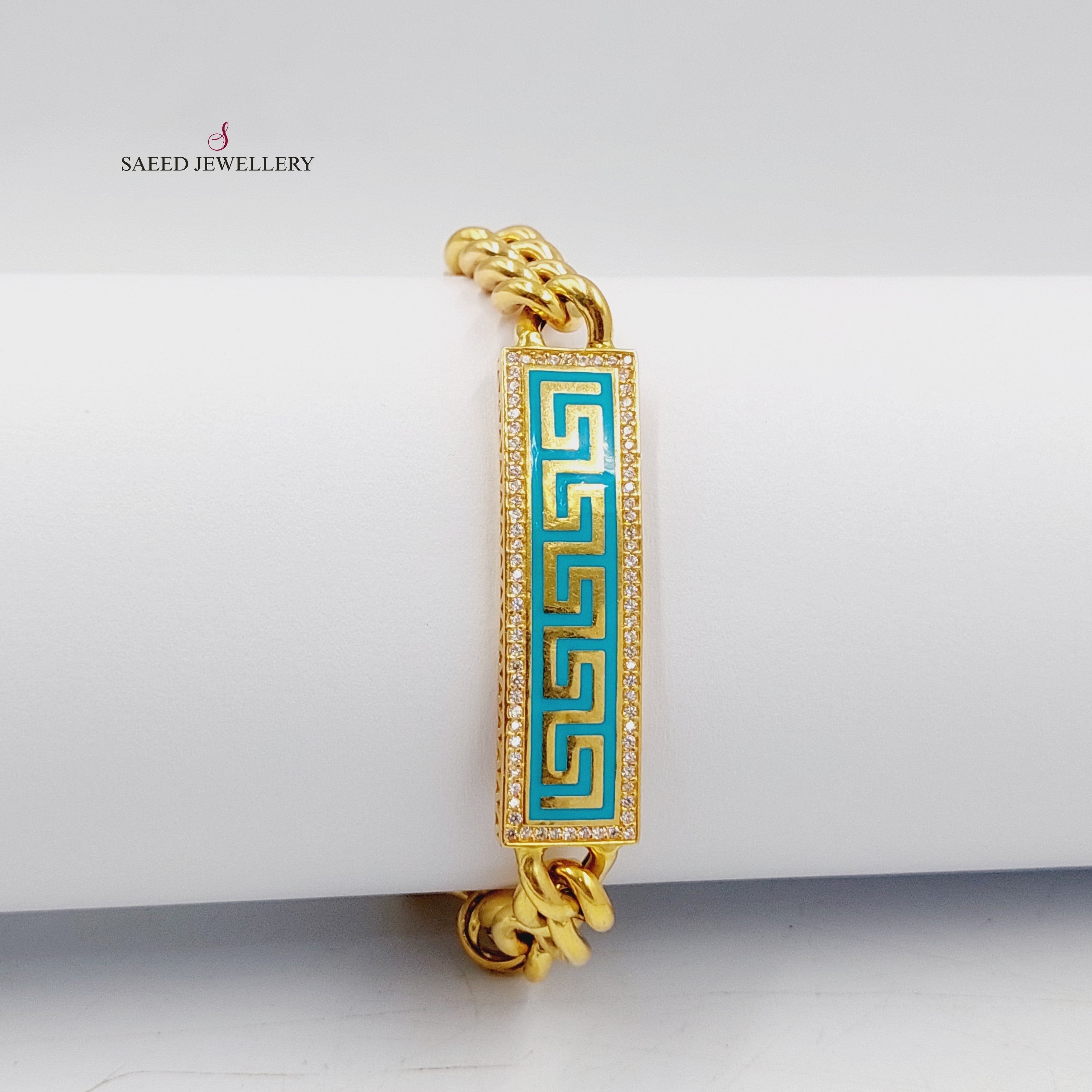 Stylish Enameled & Zircon Studded Cuban Link Bracelet for Men - Perfect for Parties, Weddings & Fashion Accessories