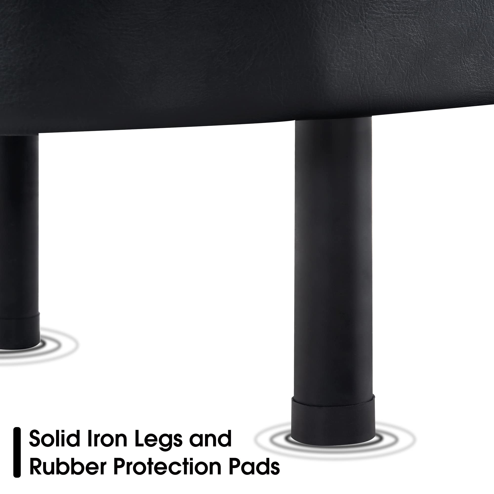 BarberPub Waiting Room Chairs - Leather Upholstered Reception Settee Bench with Backrest, Salon & Office Furniture W702 (Black) - Perfect for Barber Shops, Salons, Waiting Areas & Home Entryways