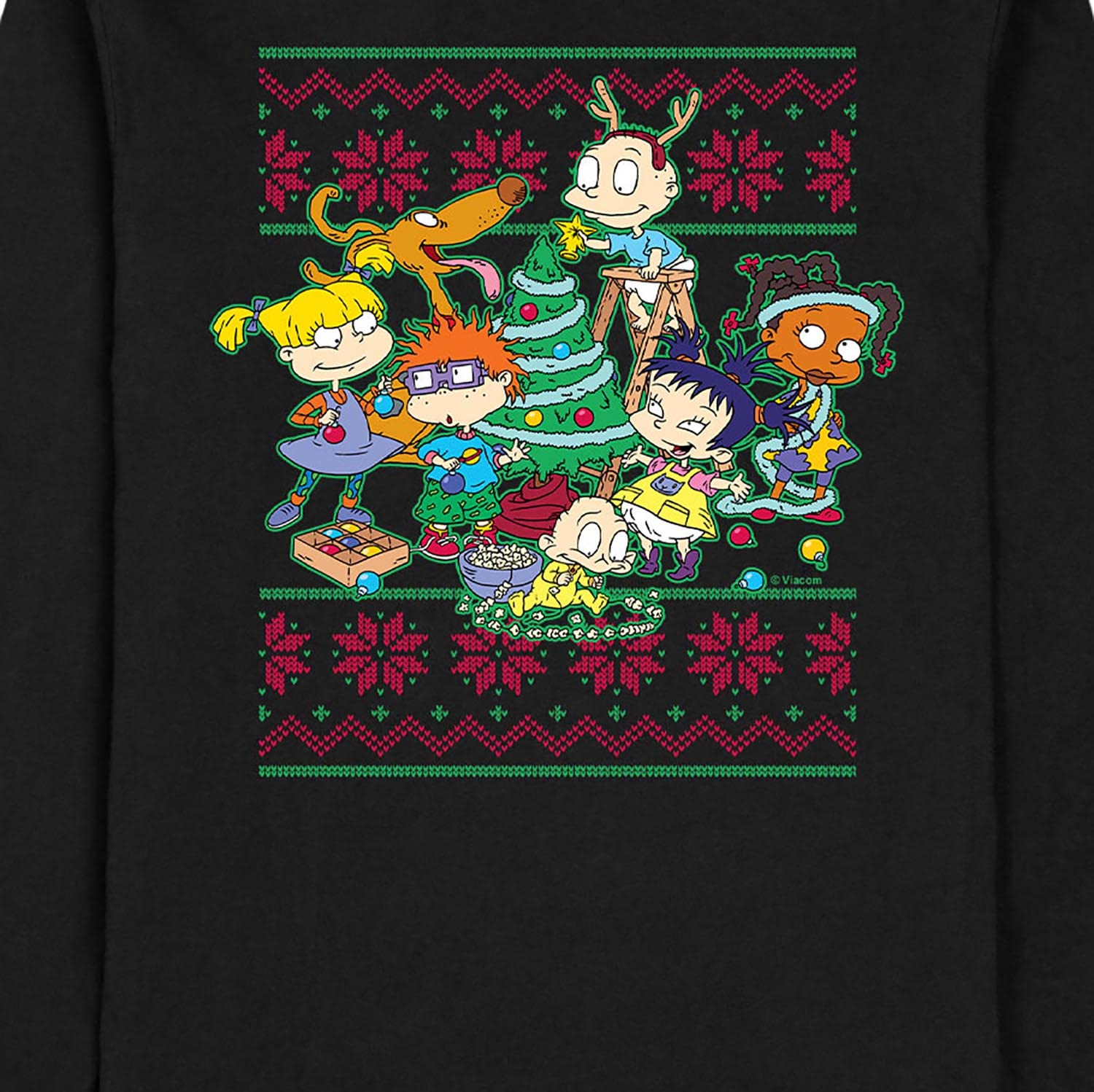 HYBRID APPAREL Rugrats Men's Christmas Holiday Graphic Long Sleeve T-Shirt - Festive Cartoon Character Tee for Holiday Parties & Family Gatherings