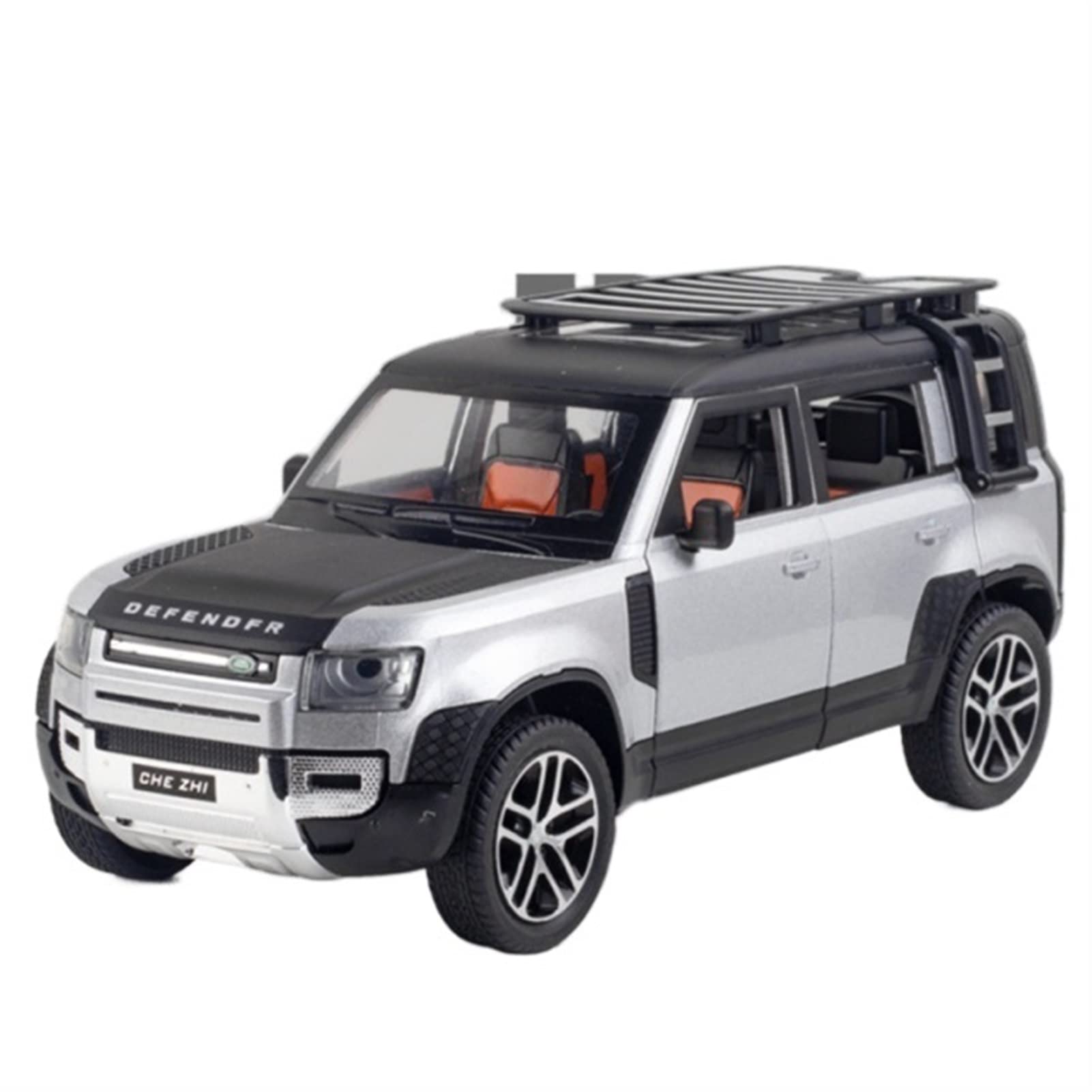 1/24 Scale Land Rover Defender SUV Alloy Diecast Metal Car Model - Realistic Simulation Toy Vehicle for Kids, Boys & Collectors - Perfect Gift for Birthdays & Holidays (Silvery Foam Box) - Great for Playtime, Display & Collection