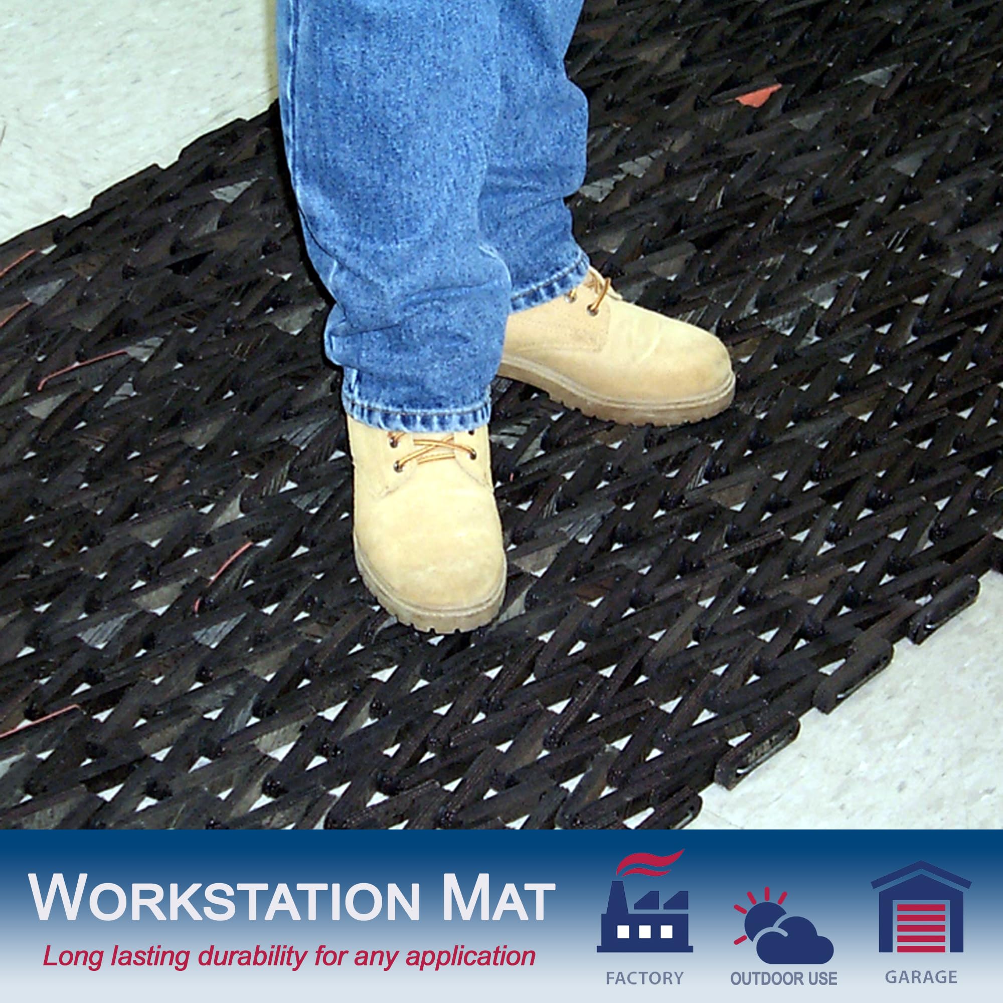 Premium Recycled Tire-Link Outdoor Entrance Mat - Durable Herringbone Weave, 36