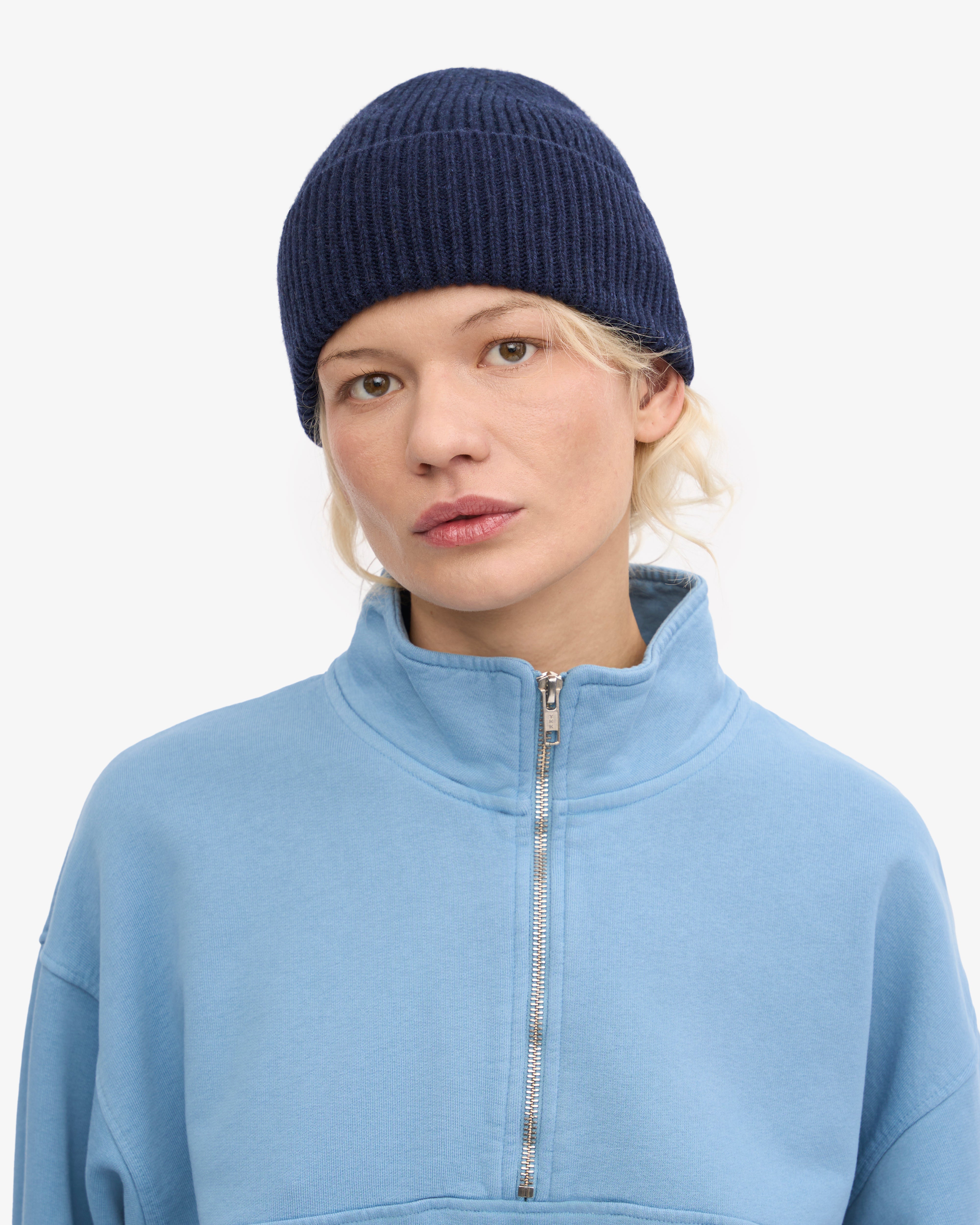 Premium Merino Wool Beanie for Men & Women - Soft Warm Winter Hat in Marine Blue - Perfect for Skiing, Hiking & Outdoor Activities