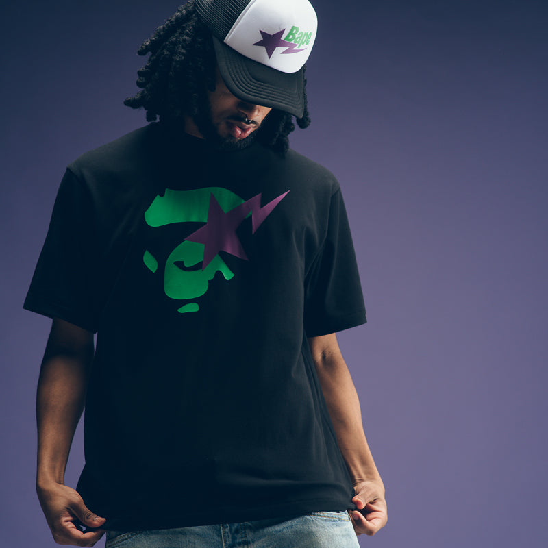 BAPE® Sta Ape Face Graphic T-Shirt for Men - Black | Streetwear Fashion & Casual Wear