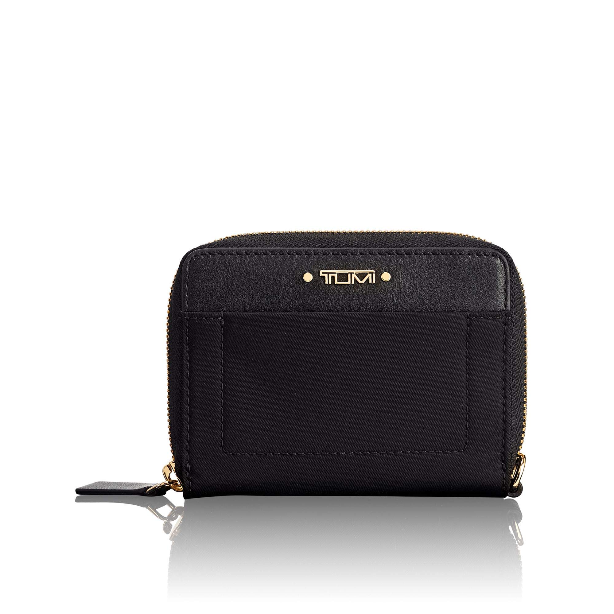 TUMI Voyageur Tri-Fold Zip-Around Wallet for Women - Slim RFID-Blocking Travel Wallet with Multiple Card Slots & Cash Pocket - Perfect for Everyday Use, Business Travel & Gifts (Black, Includes Gift Box)