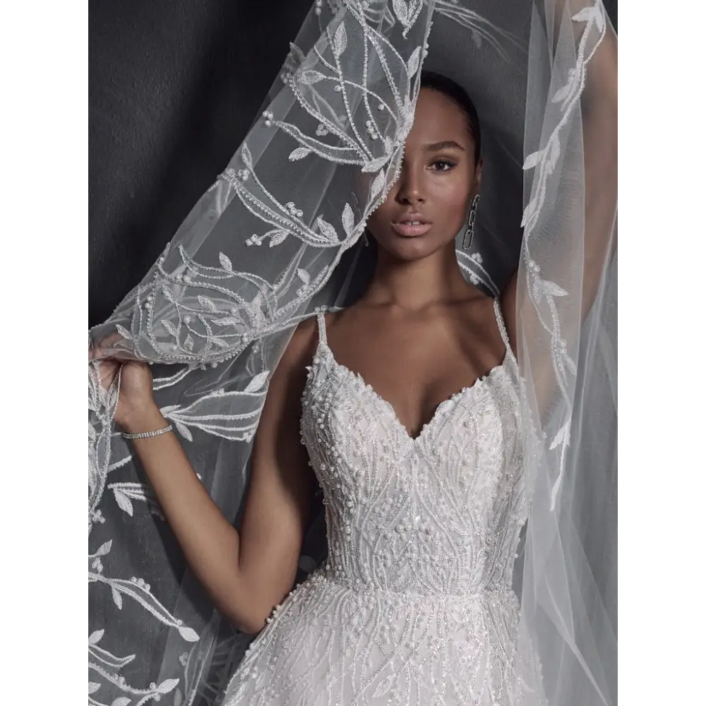 Sottero and Midgley Marvine Wedding Veil - Elegant Bridal Accessory for Ceremony & Reception | Perfect for Church, Beach & Outdoor Weddings