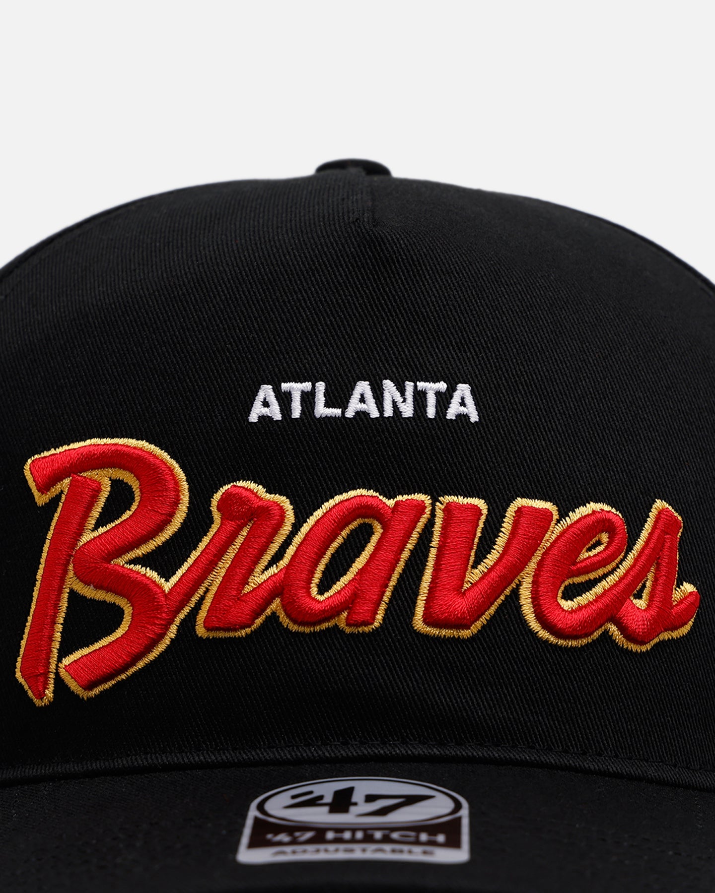 47 Brand Atlanta Braves 'Black Dome Script' 47 Hitch Snapback Black Hat - Adjustable Baseball Cap for Men & Women - Perfect for Sports Fans, Casual Wear & Outdoor Activities
