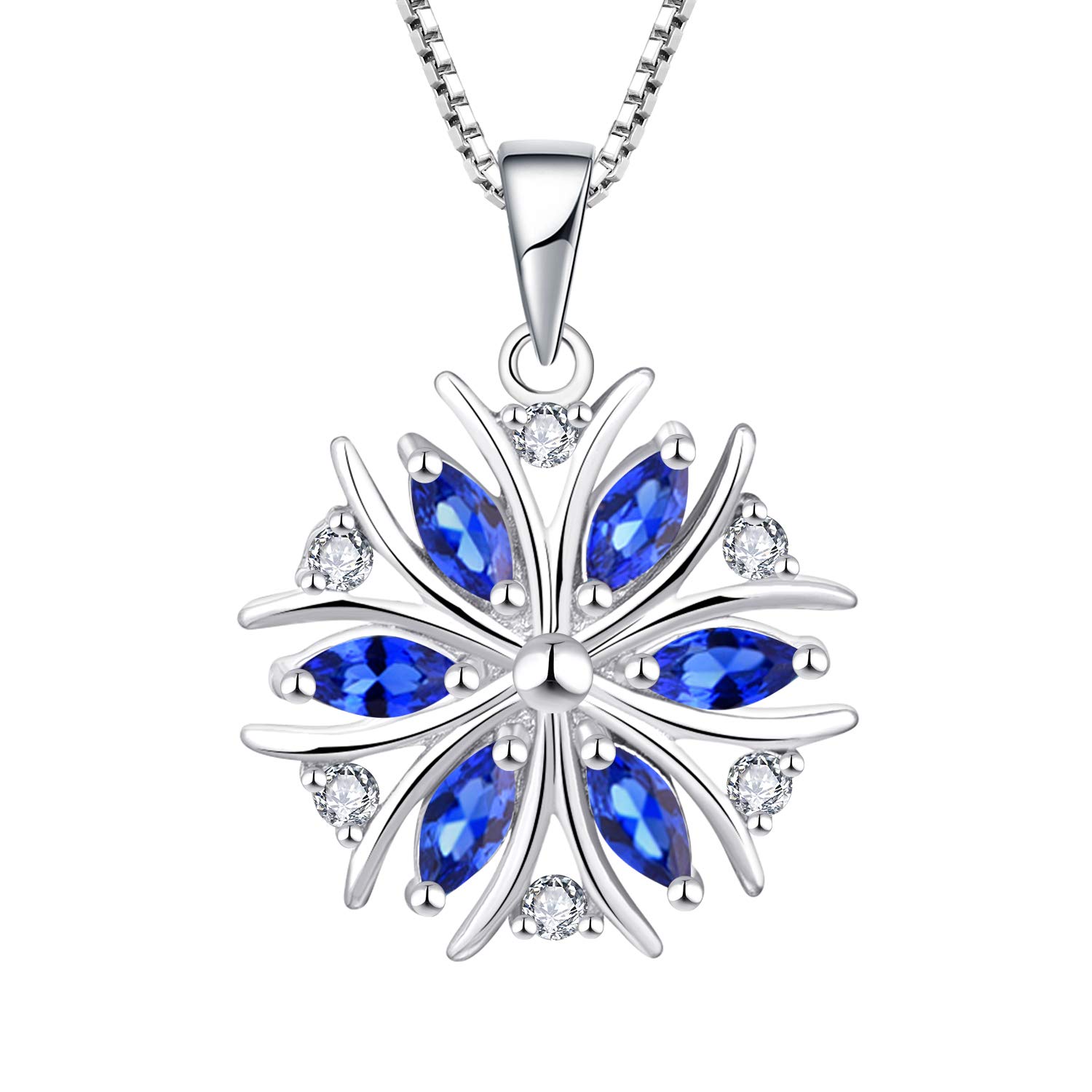 YL Sterling Silver Snowflake Dangle Earrings with Birthstone - Elegant Drop Leverback Jewelry for Women - Perfect for Christmas, Winter Holidays & Special Occasions
