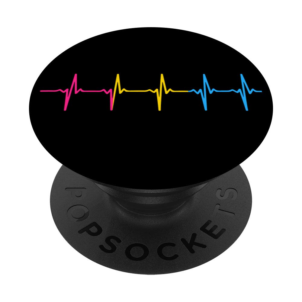 Pansexual Pride Heartbeat LGBT PopSocket - Phone Grip & Stand for iPhone, Samsung, Tablets - Perfect for LGBTQ+ Support, Daily Use & Travel