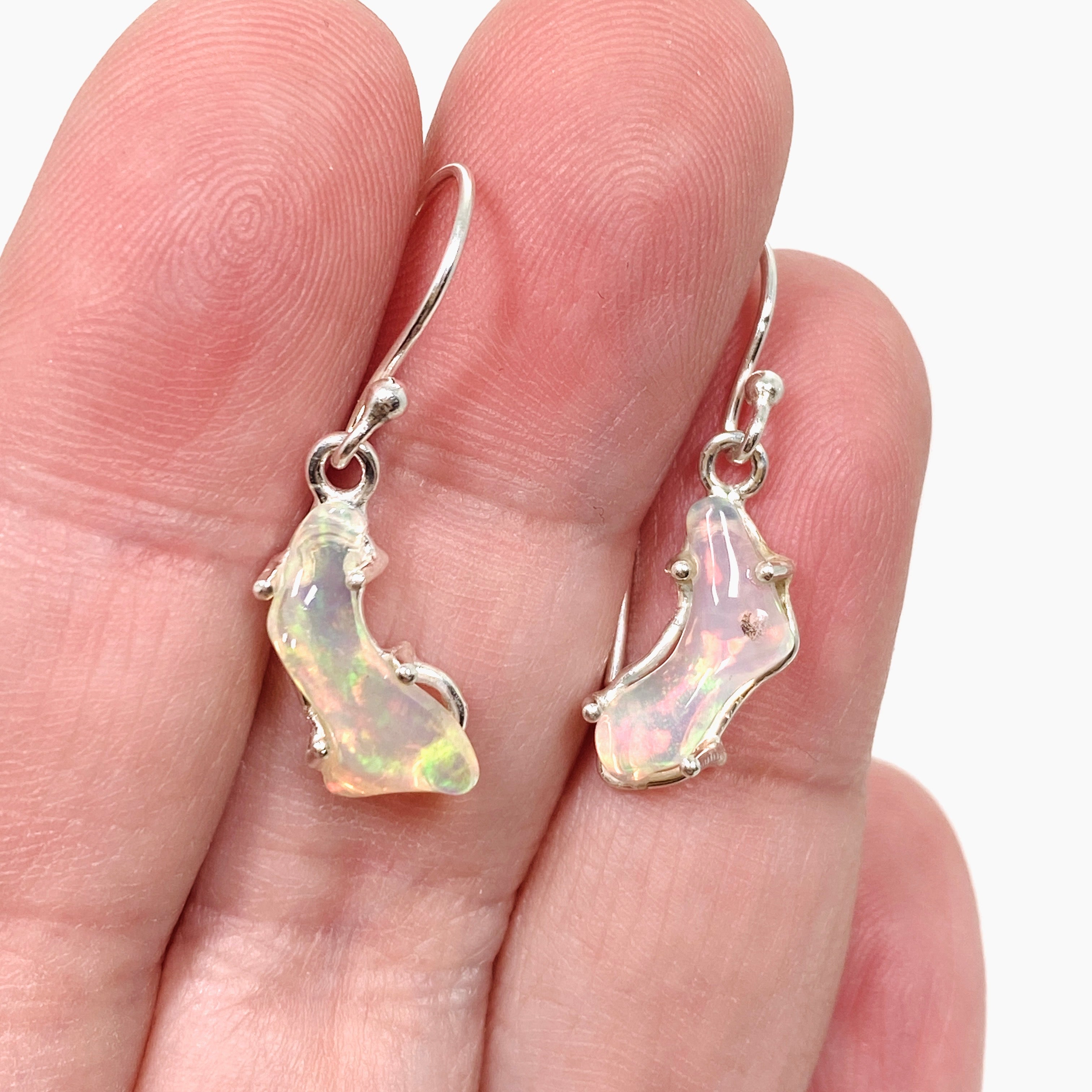 Ethiopian Opal Crystal Earrings KEGJ1531 - Natural Gemstone Jewelry for Women, Elegant Dangle Earrings for Party, Wedding & Special Occasions