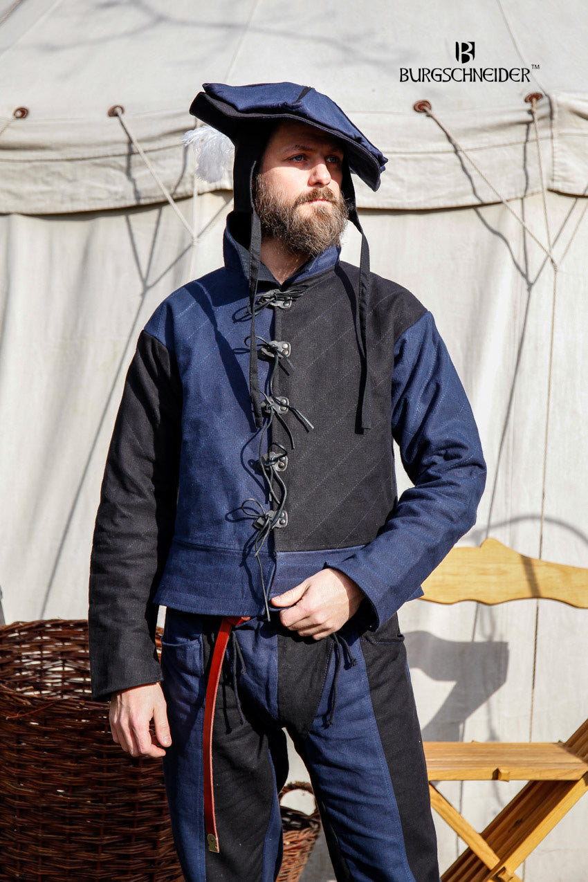 Landsknecht Jerkin Imperialis Blue/Black - Renaissance Costume Doublet for LARP, Cosplay & Historical Reenactment