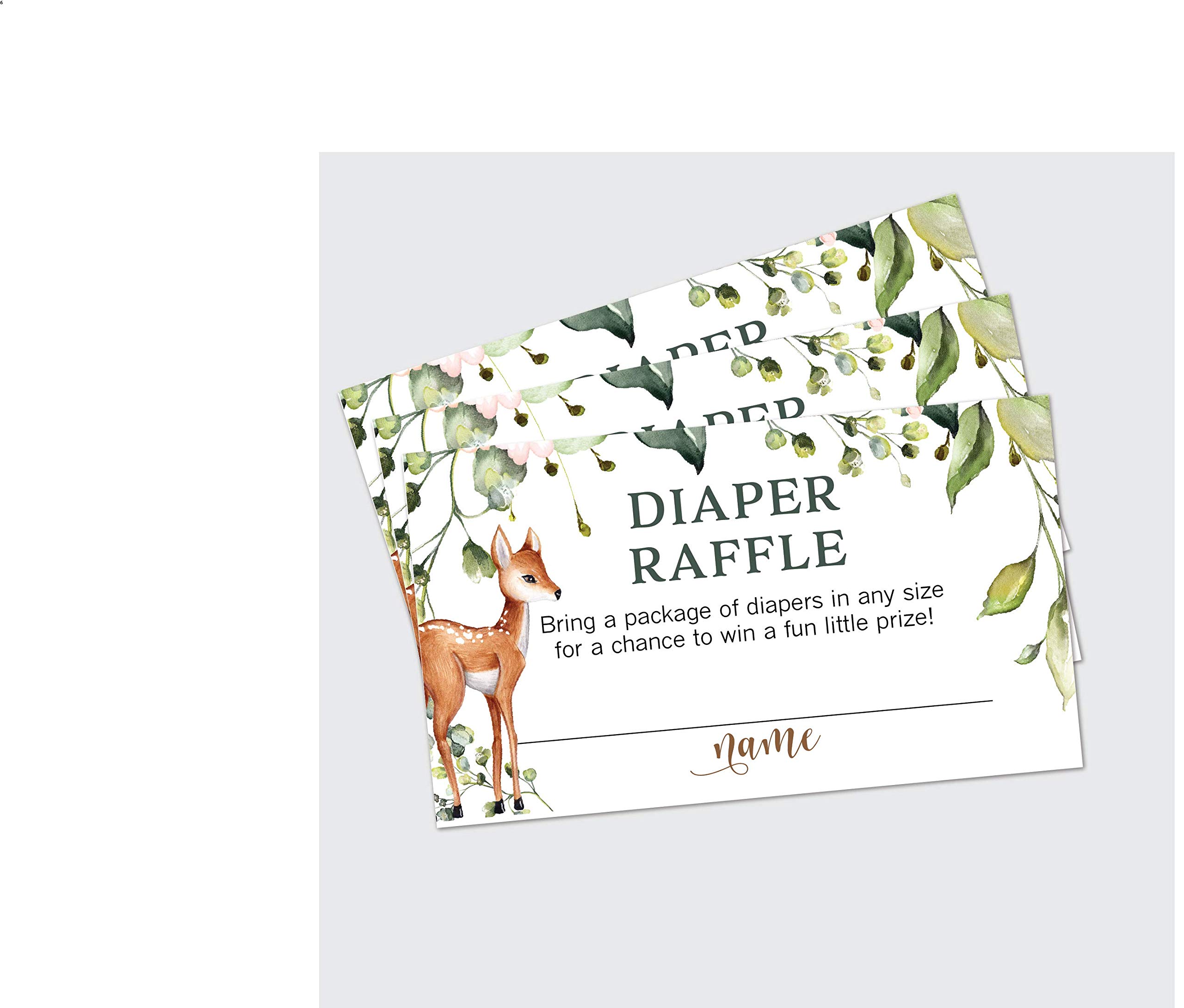 50-Pack Oh Deer! Woodland Baby Shower Diaper Raffle Cards Set - Cute Diaper Raffle Tickets for Gender Reveal & Baby Shower Games - Perfect for Forest Theme Nursery Decor & Baby Registry Events