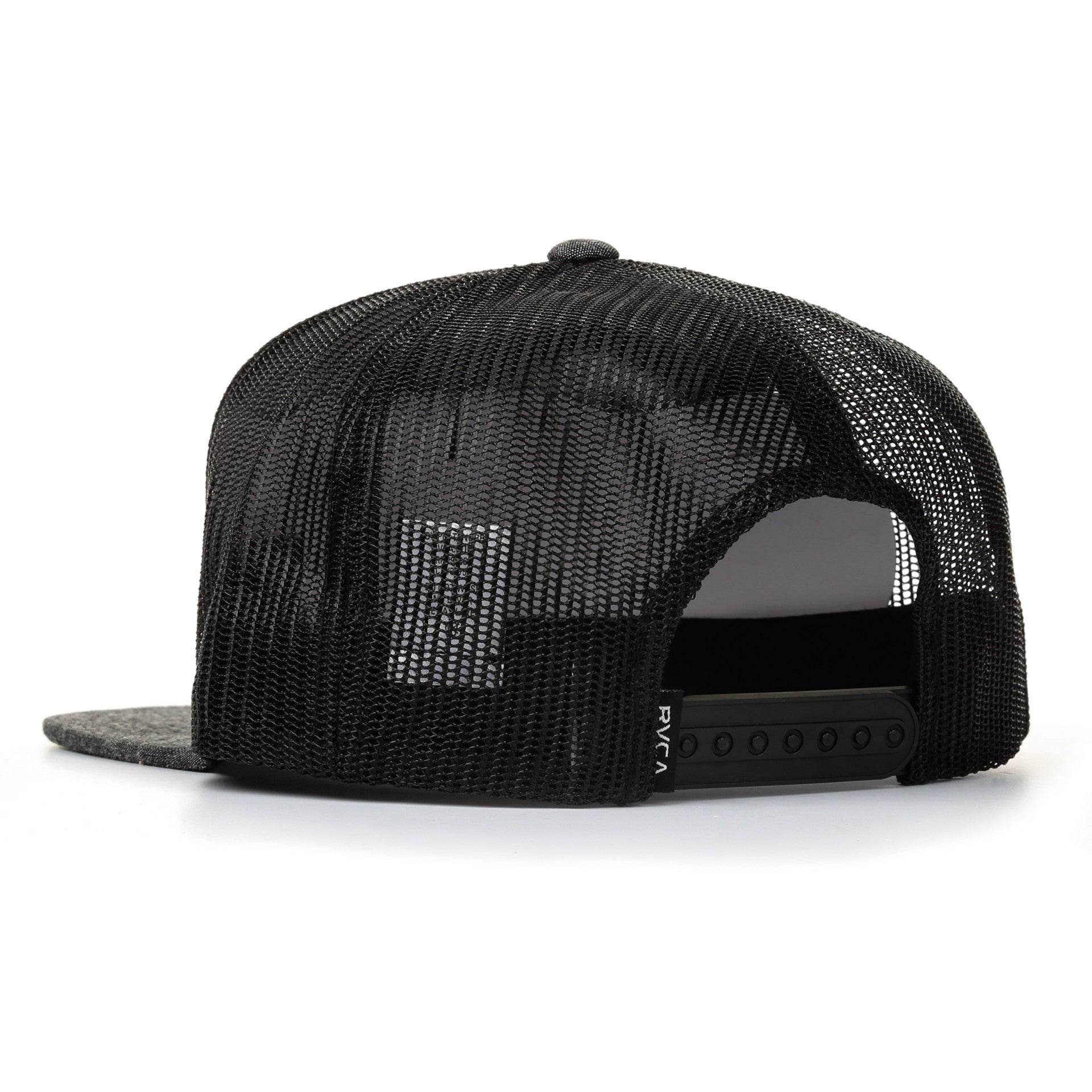 RVCA Cedars Trucker Hat - Black Denim Snapback for Men & Women | Outdoor Adventure, Casual Streetwear Fashion Accessory