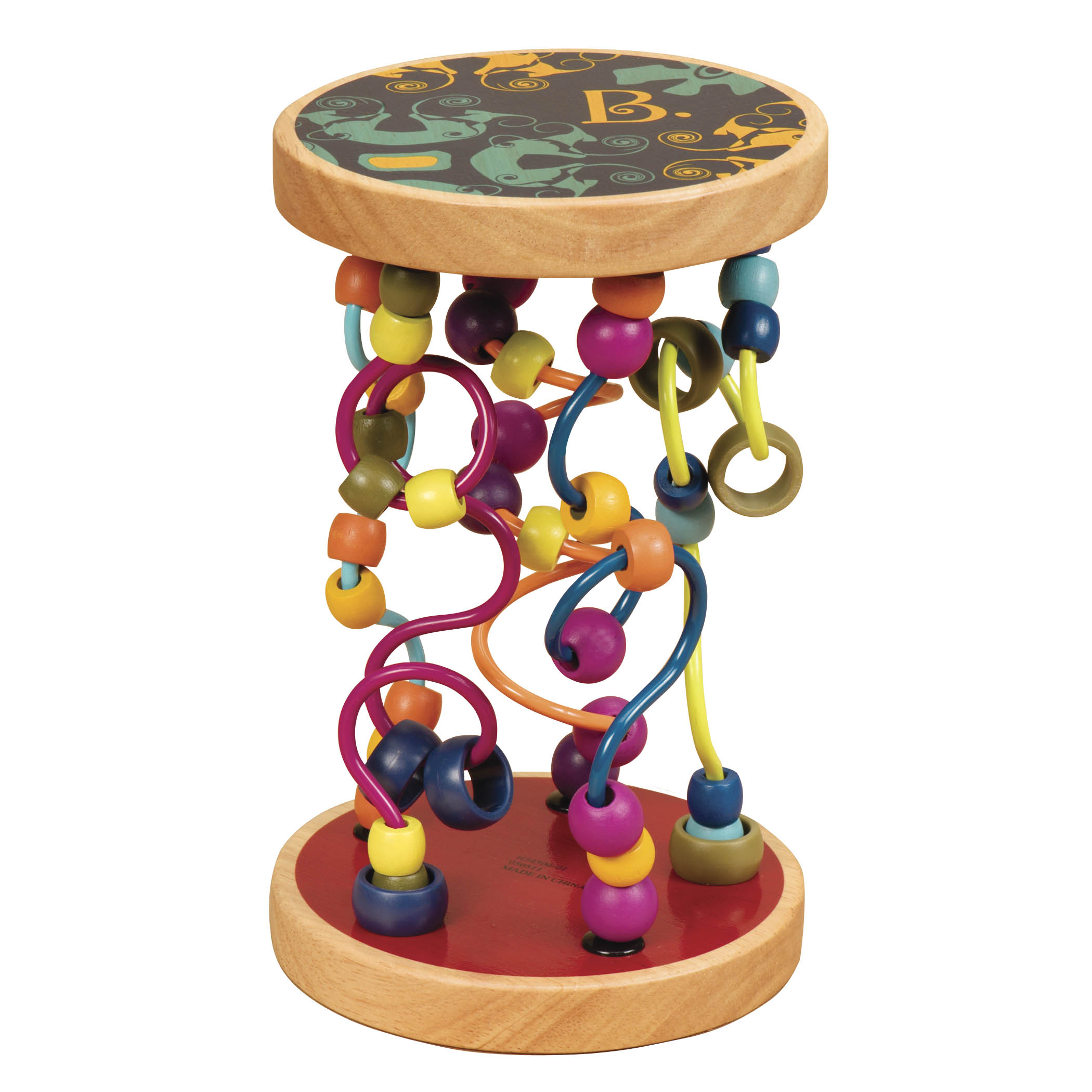 B. Toys Loopty Lo Wooden Rolling Toy - Developmental Bead Maze with 47 Beads & 5 Mazes - Wooden Wire Crawling Toy for Babies & Toddlers 18+ Months - Classic Educational Toy for Kids - Perfect for Playtime, Learning & Motor Skill Development