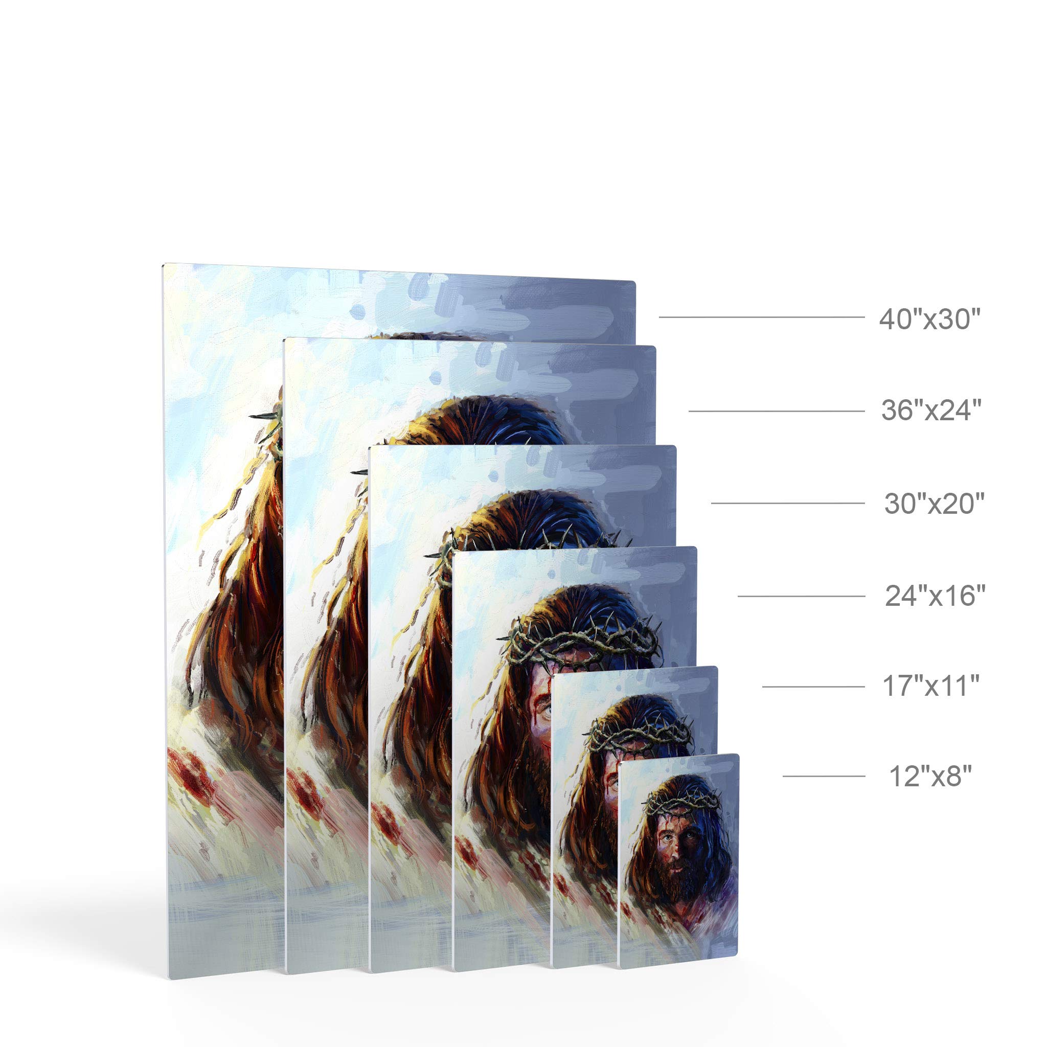 Jesus Christ Crown of Thorns Metal Wall Art Print - 30x40 Inch Religious Oil Painting Reproduction for Living Room, Bedroom, Office & Christian Home Decor - Perfect Gift Ready to Hang (Inspirational Faith & Prayer Space)