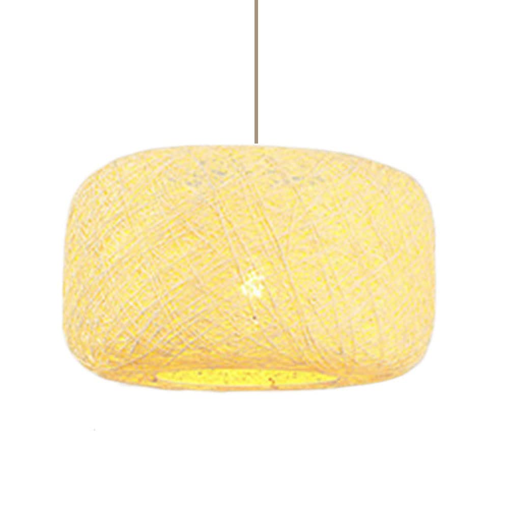 Rattan Ceiling Pendant Light Fixture - 1 Bulb Beige Chandelier, Flushmount Hanging Lamp for Kitchen, Living Room, Bedroom, Restaurant | Boho Home Decor, Dining Area Lighting, Farmhouse Style Interior Design