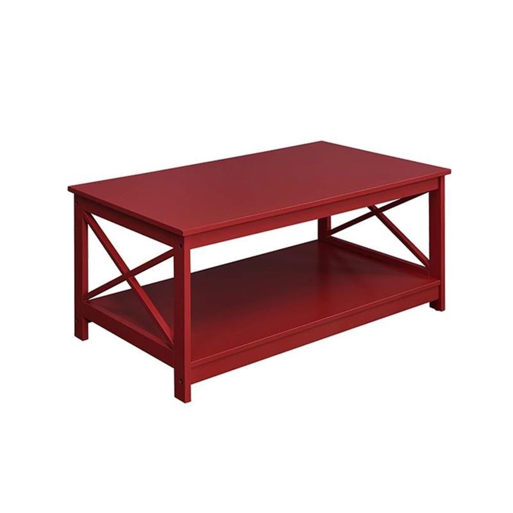 Pemberly Row Red Wood Finish Rectangular Coffee Table - Stylish Living Room Furniture for Modern Home Decor