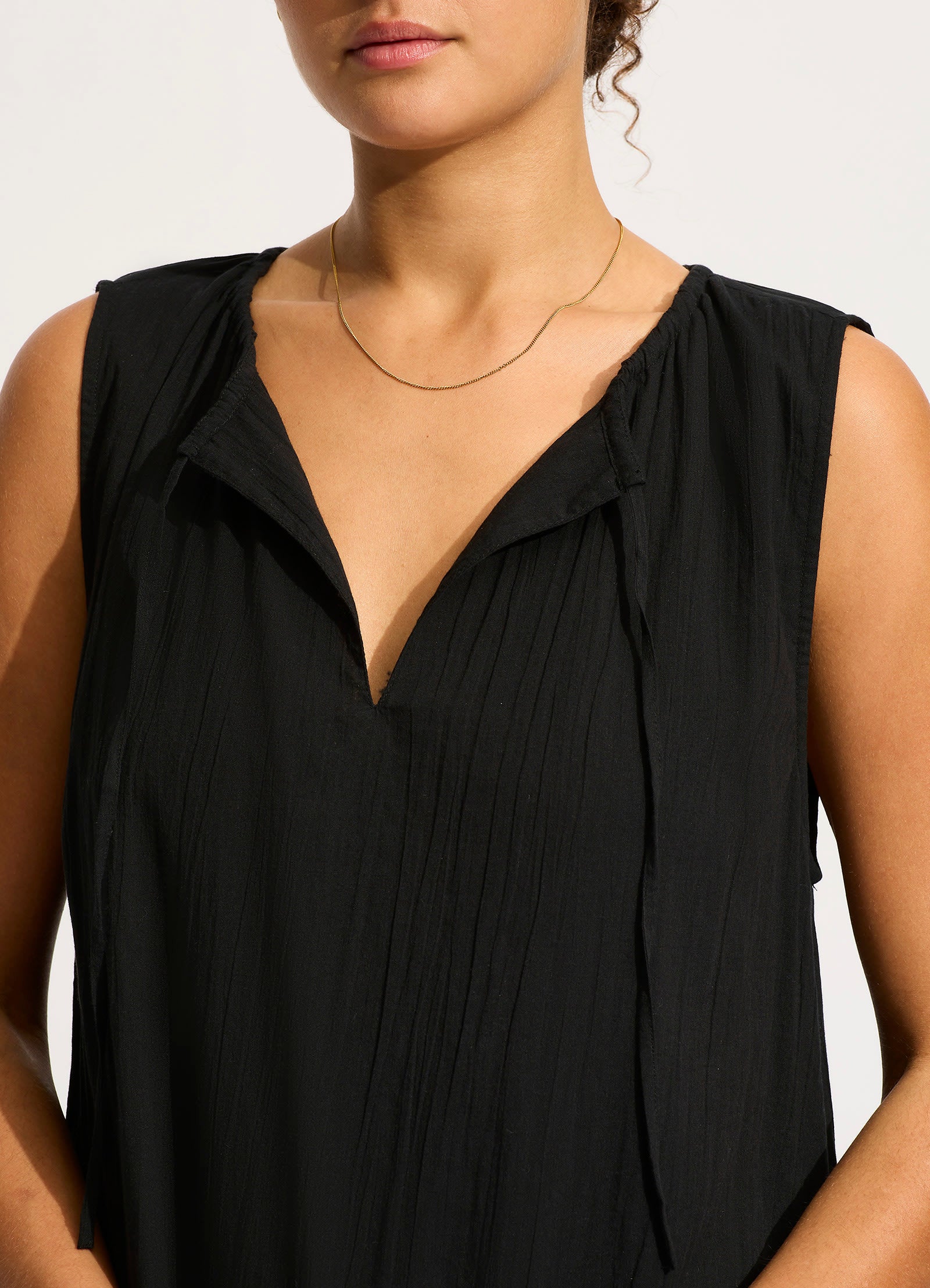 Elegant Black Gathered Neck Mini Dress for Women | Casual & Party Wear | Perfect for Date Nights & Summer Outfits