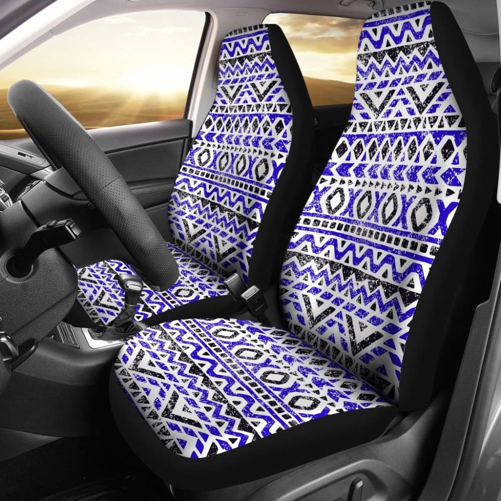 Premium Aztec Deep Blue & Black Car Seat Covers - Universal Fit for Cars, Trucks & SUVs - Durable & Stylish Protection for Daily Commutes, Road Trips & Outdoor Adventures