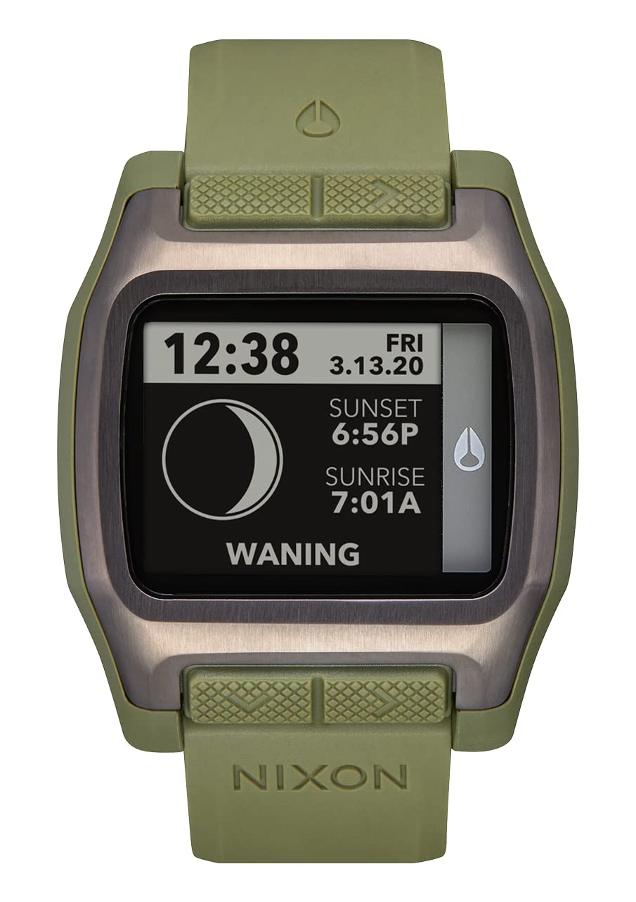 NIXON High Tide A1308 Digital Watch for Men & Women - Waterproof 100M Surf, Dive, Fishing Sports Watch - Adjustable 44mm Face & 23mm PU Strap - Perfect for Beach, Swimming & Outdoor Adventures