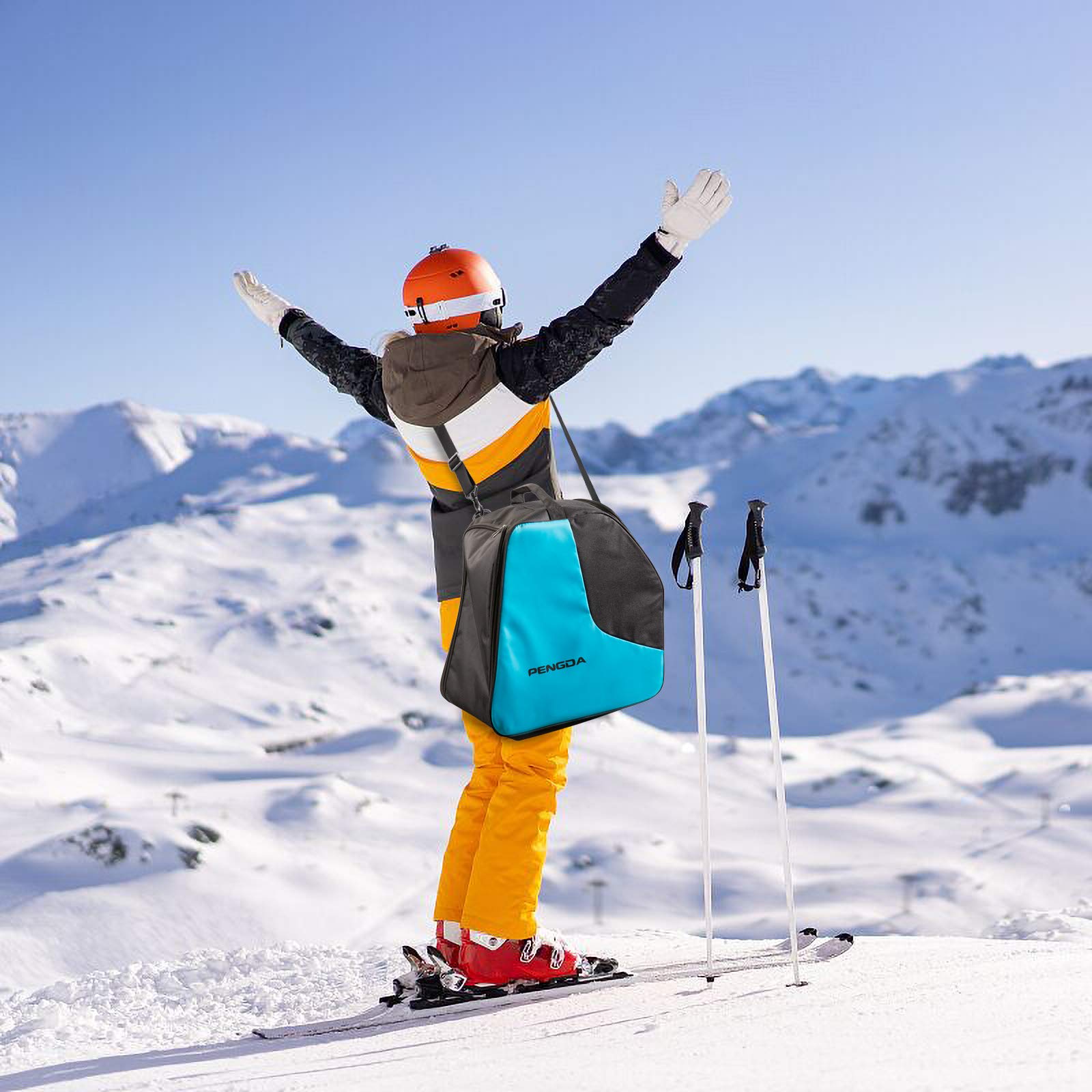 Waterproof Ski Boot Bag for Kids & Adults - Travel Snowboard Boot Bag with Separate Dry & Wet Compartments for Boots, Helmet, Goggles & Ski Gear - Perfect for Ski Trips & Winter Sports Storage