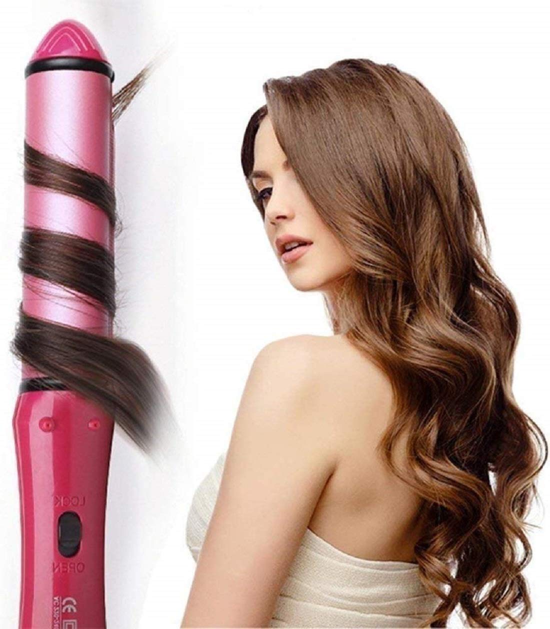 RD MALL 2 in 1 Hair Straightener & Curling Iron for Women - Ceramic Plates Hair Styler with Adjustable Temperature (Pink) | Perfect for Home Use, Travel & Salon Styling