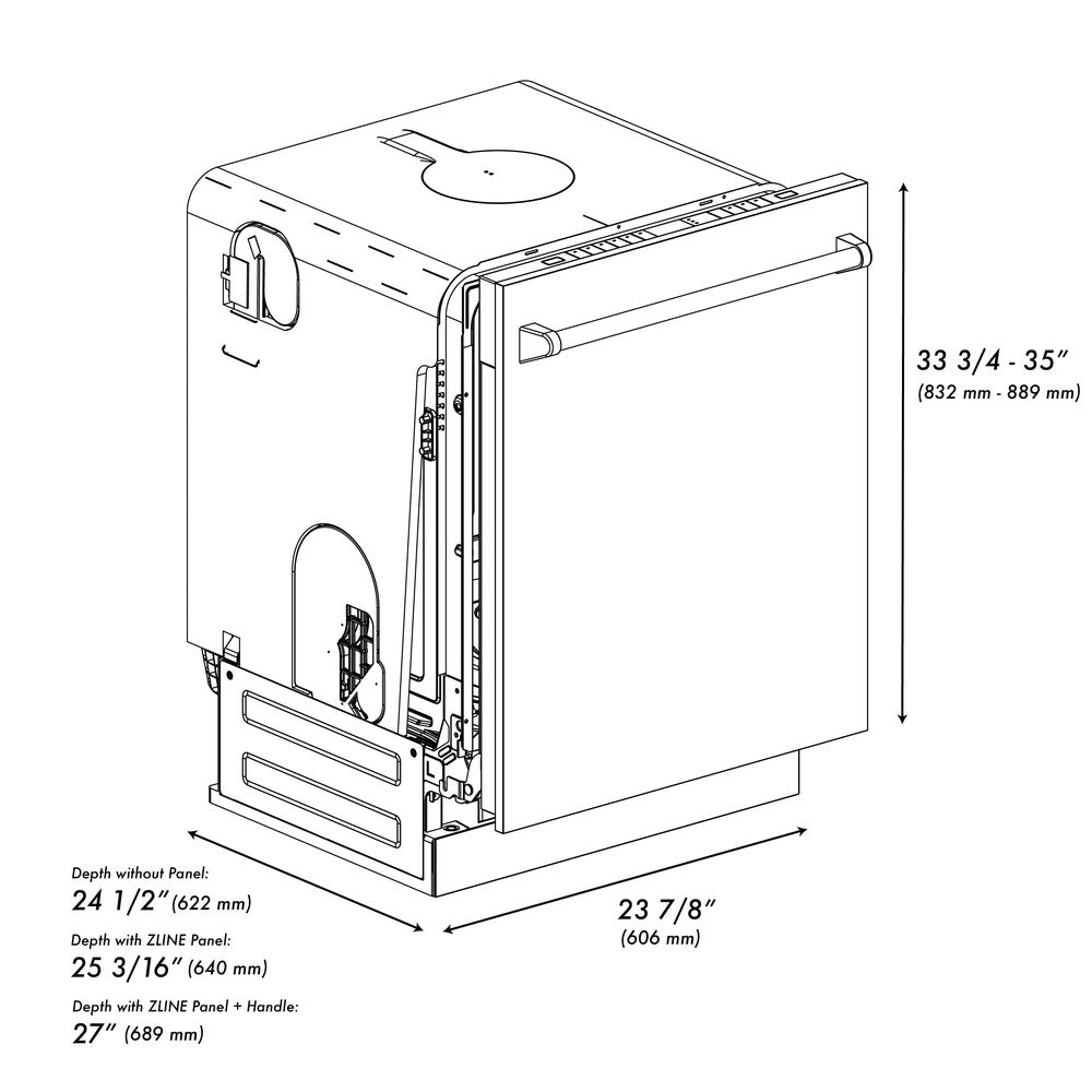 ZLINE 24 Inch Monument Series 3rd Rack Dishwasher with Top Touch Controls & White Matte Panel - Ultra Quiet 45dBa (DWMT WM 24) - Perfect for Modern Kitchens and Open Concept Homes