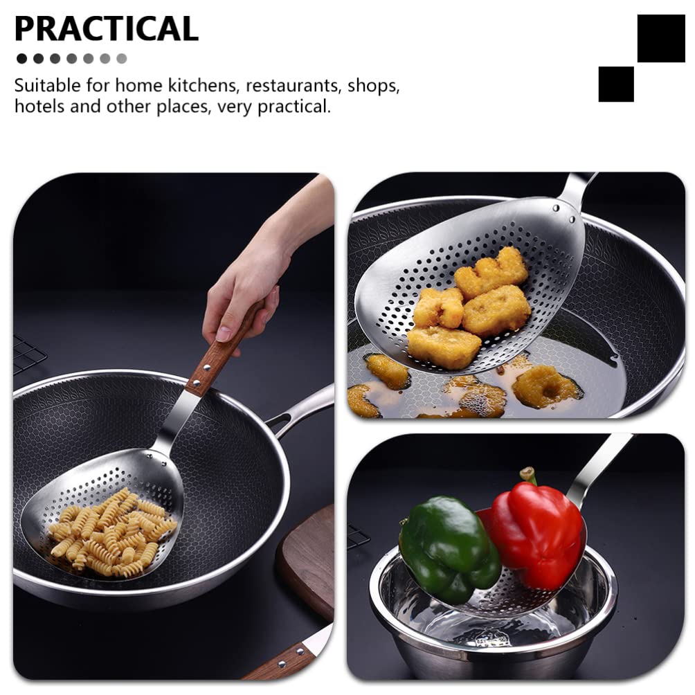Ergonomic Stainless Steel Pepper Spoon & Noodle Strainer - Perfect for Frying, Cooking, and Kitchen Use - Durable Kitchen Accessory for Home & Restaurant