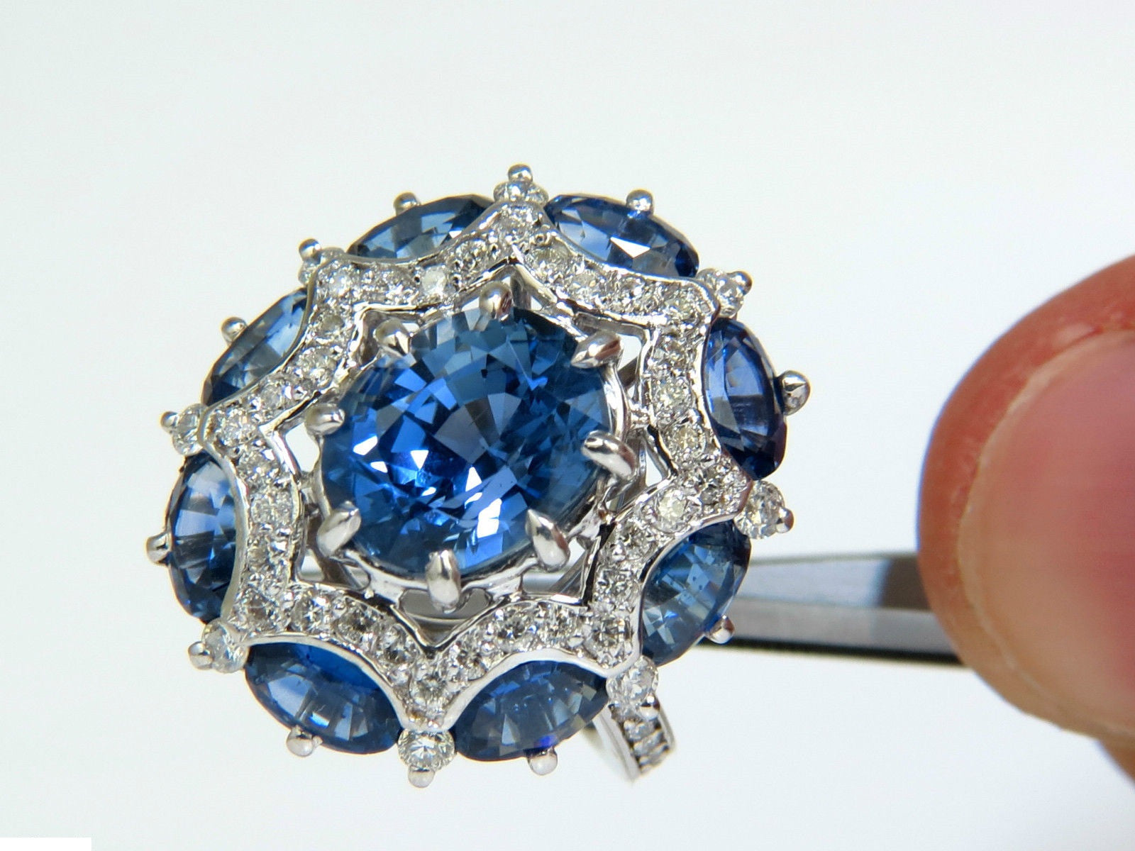 9.10CT GIA Certified Natural No Heat Sapphire & Diamond Cocktail Ring - Perfect for Weddings, Anniversaries & Special Occasions