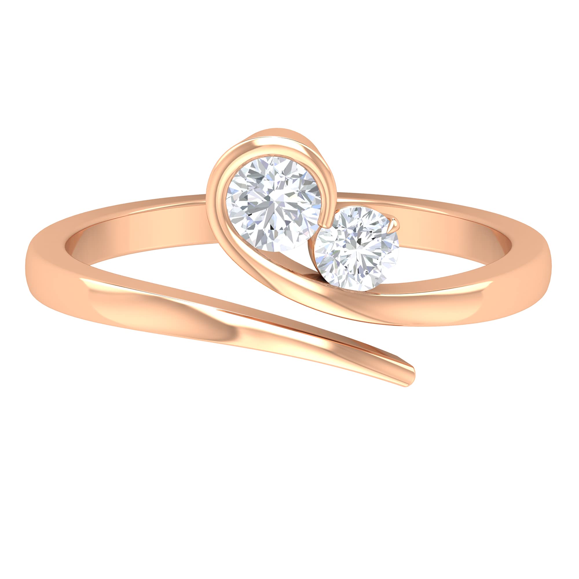 0.50 CT Round Cut Diamond Two Stone Promise Ring - 14K Solid Gold Wrap Ring for April Birthstone - Perfect for Anniversaries, Engagements & Special Occasions