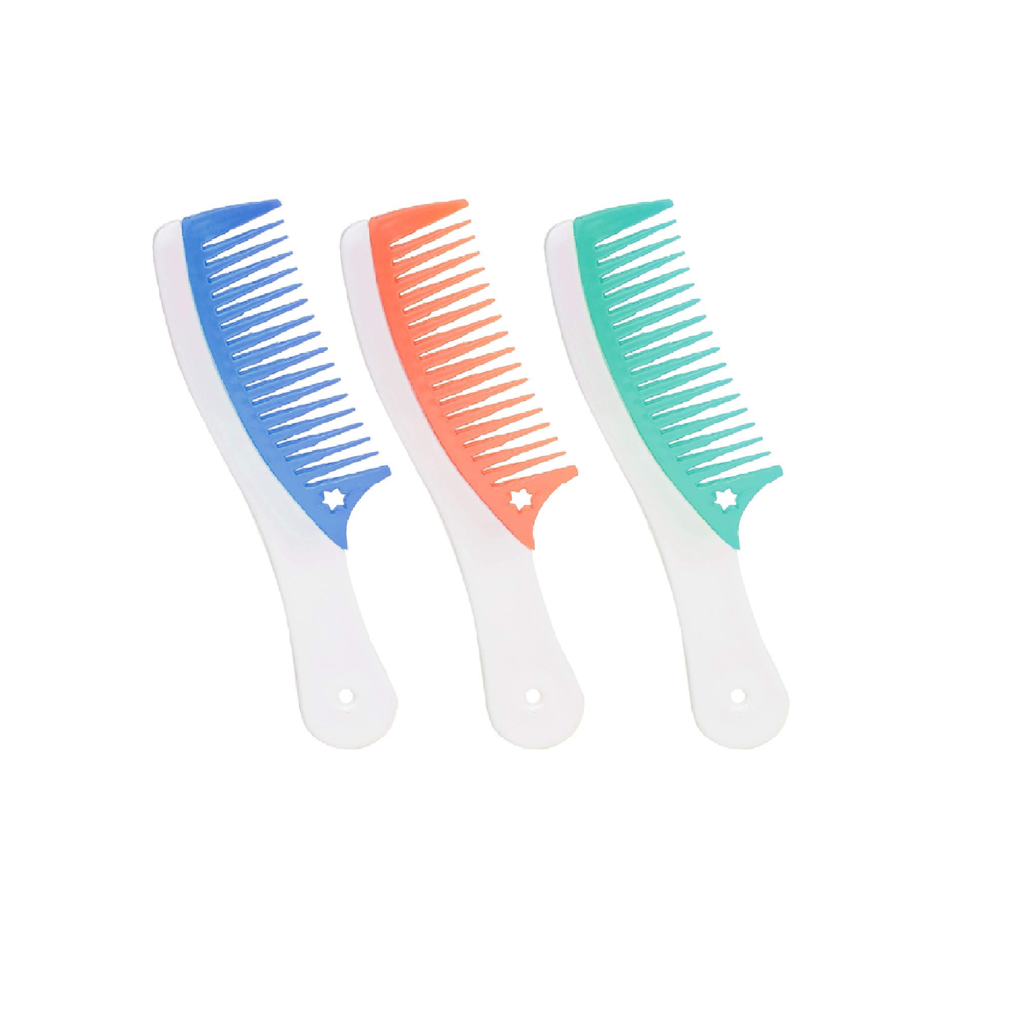 Premium Cellulose Acetate Wide-Tooth Comb for Fine, Thick & Curly Hair - Gentle Detangling & Styling (3-Pack) - Perfect for Wet Hair, Travel & Salon Use