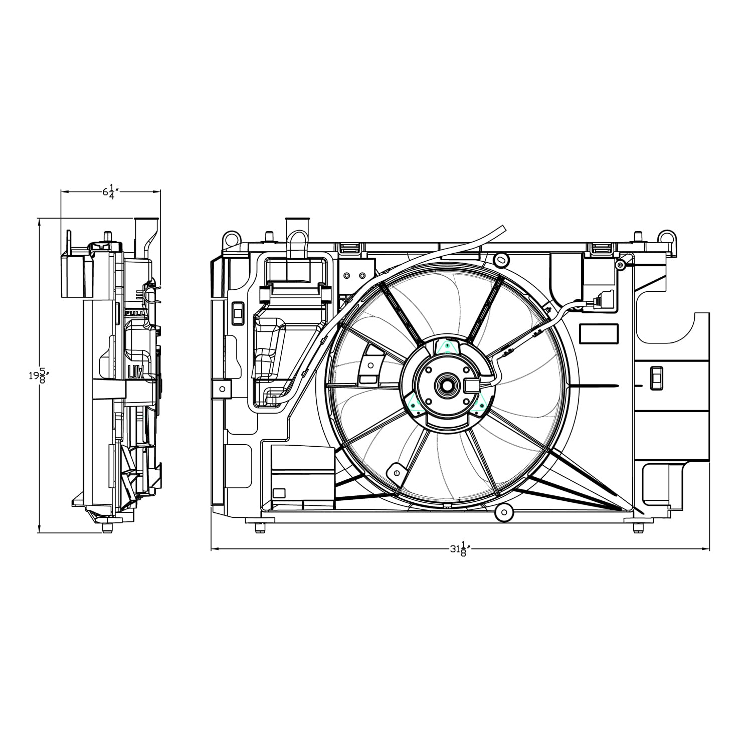 TYC 623150 Replacement Dual Radiator and Condenser Fan Assembly Compatible with TOYOTA Prius c - Black | Perfect for Cooling System Repair & Maintenance | Ideal for DIY Mechanics & Auto Shops