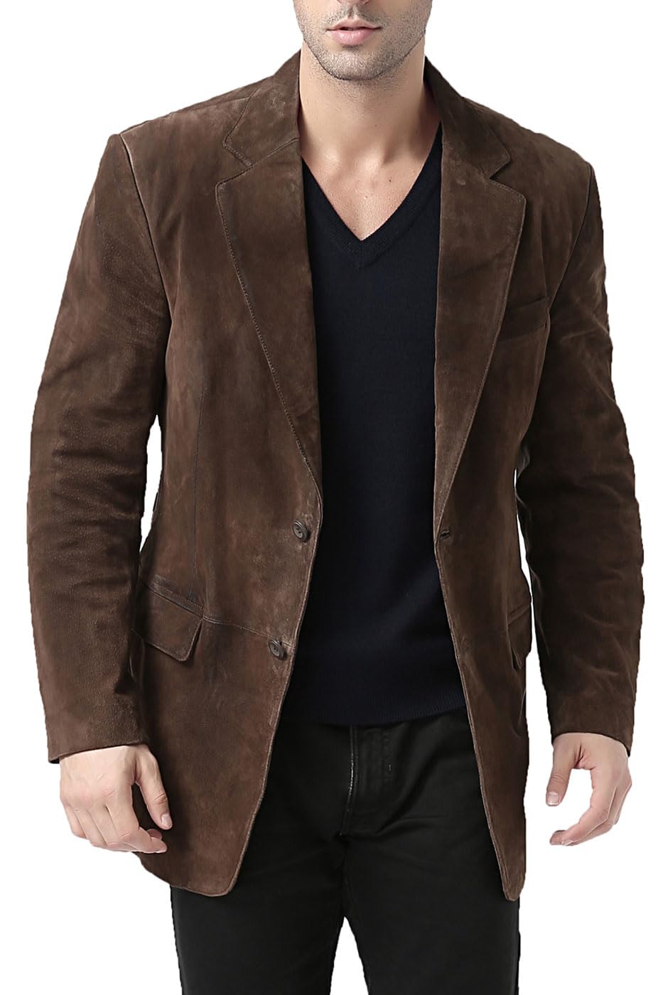 BGSD Men's Cliff 2-Button Suede Leather Blazer Jacket - Slim Fit Sport Coat for Business & Casual Wear | Available in Big & Tall, Regular & Short Sizes | Perfect for Office, Weddings & Date Nights