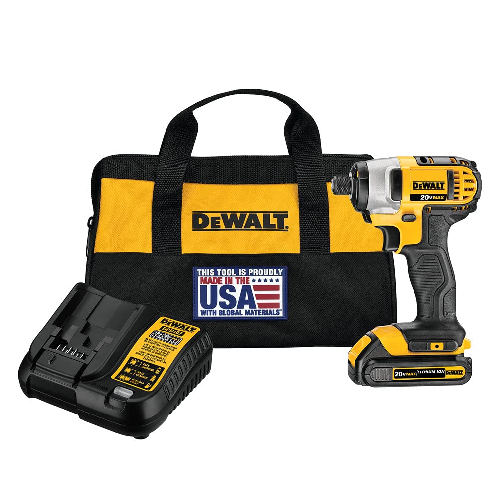 DEWALT 20V MAX Cordless Impact Driver Kit with 1/4-Inch Hex Chuck, Includes Battery and Charger (DCF885C1) - Perfect for DIY Projects, Construction, and Automotive Repairs