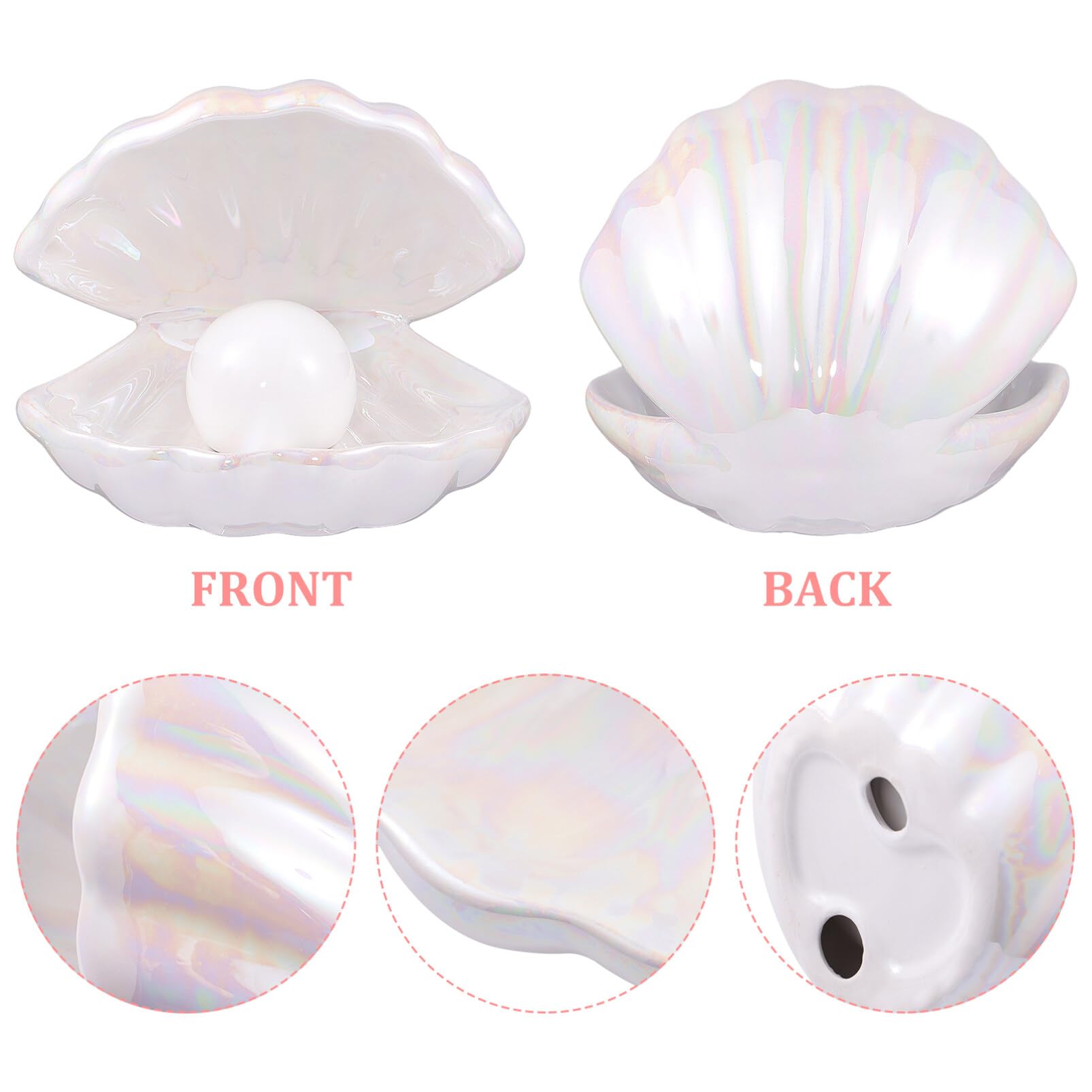 Natural Pearl in Shell Night Light - Ceramic Desktop Lamp for Bedroom, Living Room & Nursery Decor | Soothing Ambient Lighting for Relaxation & Sleep
