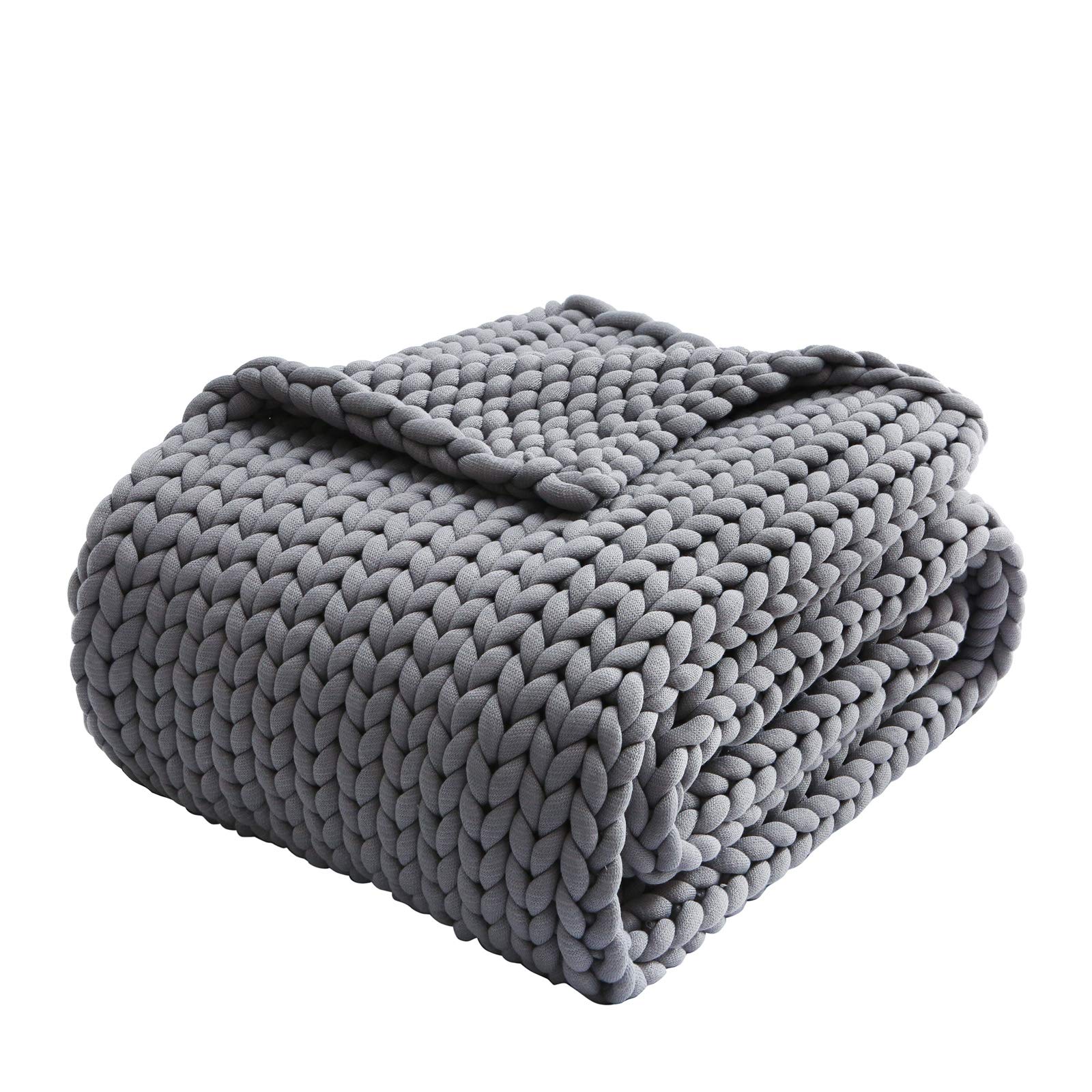 ZonLi 12 lbs Weighted Blanket for Adults - Light Grey Cooling Knit Throw (48x72 Inches) - Handmade Breathable Twin Size Blanket for Anxiety Relief & Better Sleep - Perfect for Bed, Couch, and Home Decor - Ideal for Stress Relief, Relaxation & Cozy Evenings