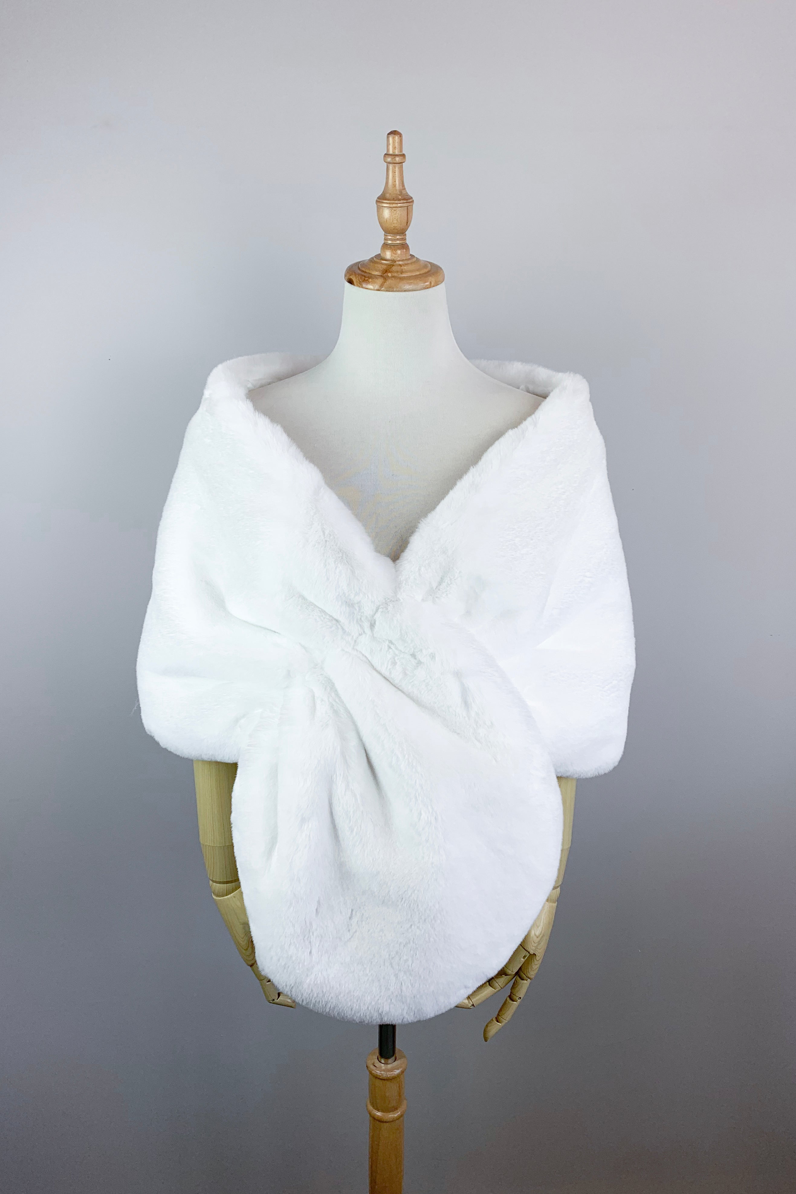Elegant White Faux Fur Bridal Cape - Audrey Wht05 | Perfect for Winter Weddings, Photo Shoots & Formal Events