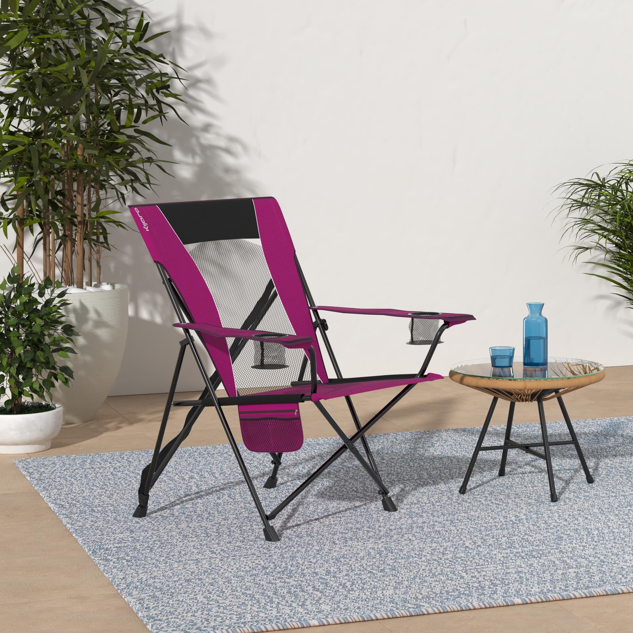 Kijaro Dual Lock Portable Camping Chair - Lightweight Folding Chair for Outdoor, Beach, Picnic, Sports, Lawn & Backyard - Adjustable & Sturdy with Dual Lock Technology - Perfect for Camping, Hiking, BBQs & Tailgating (Hanami Pink)